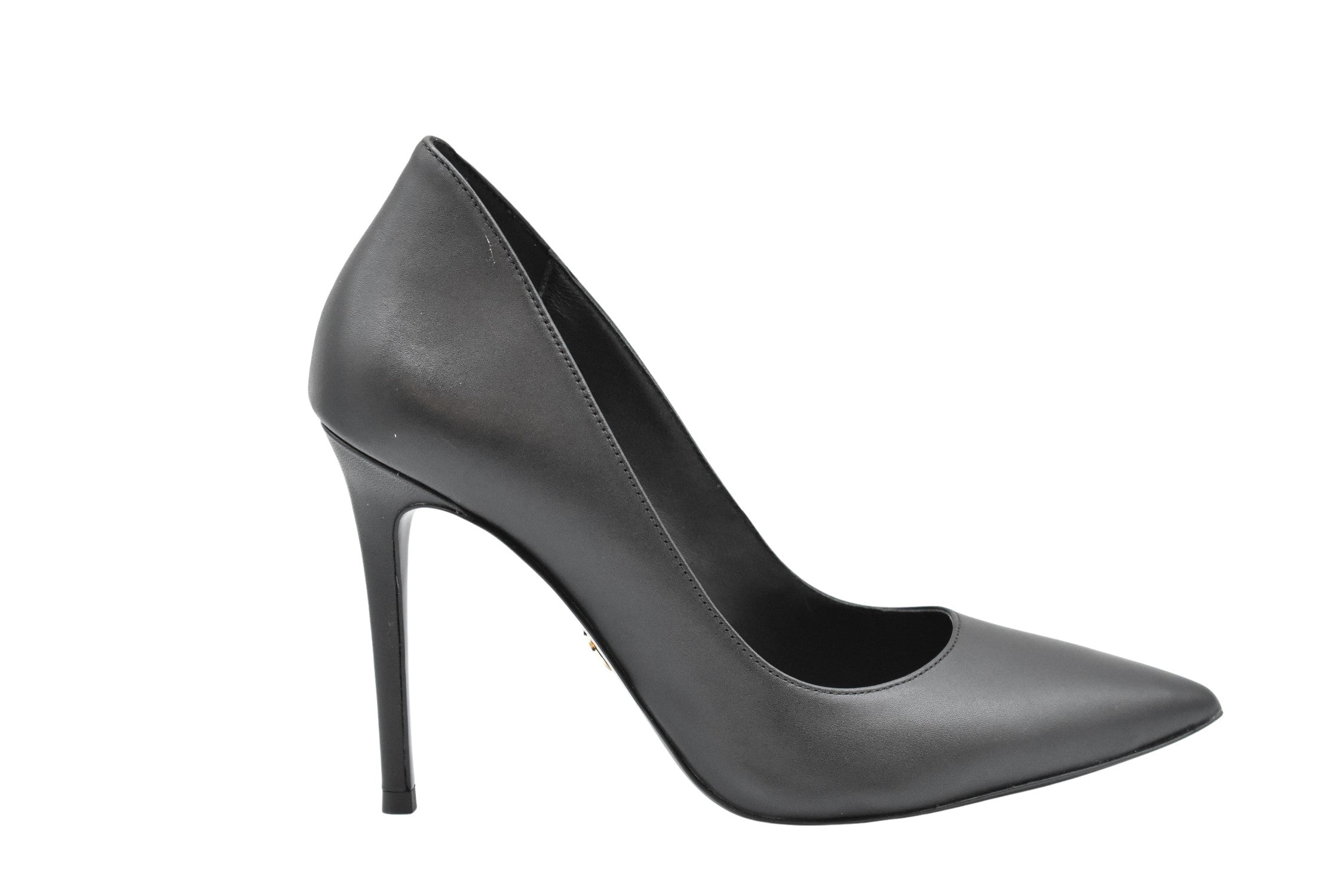 Black Leather Stiletto Pumps