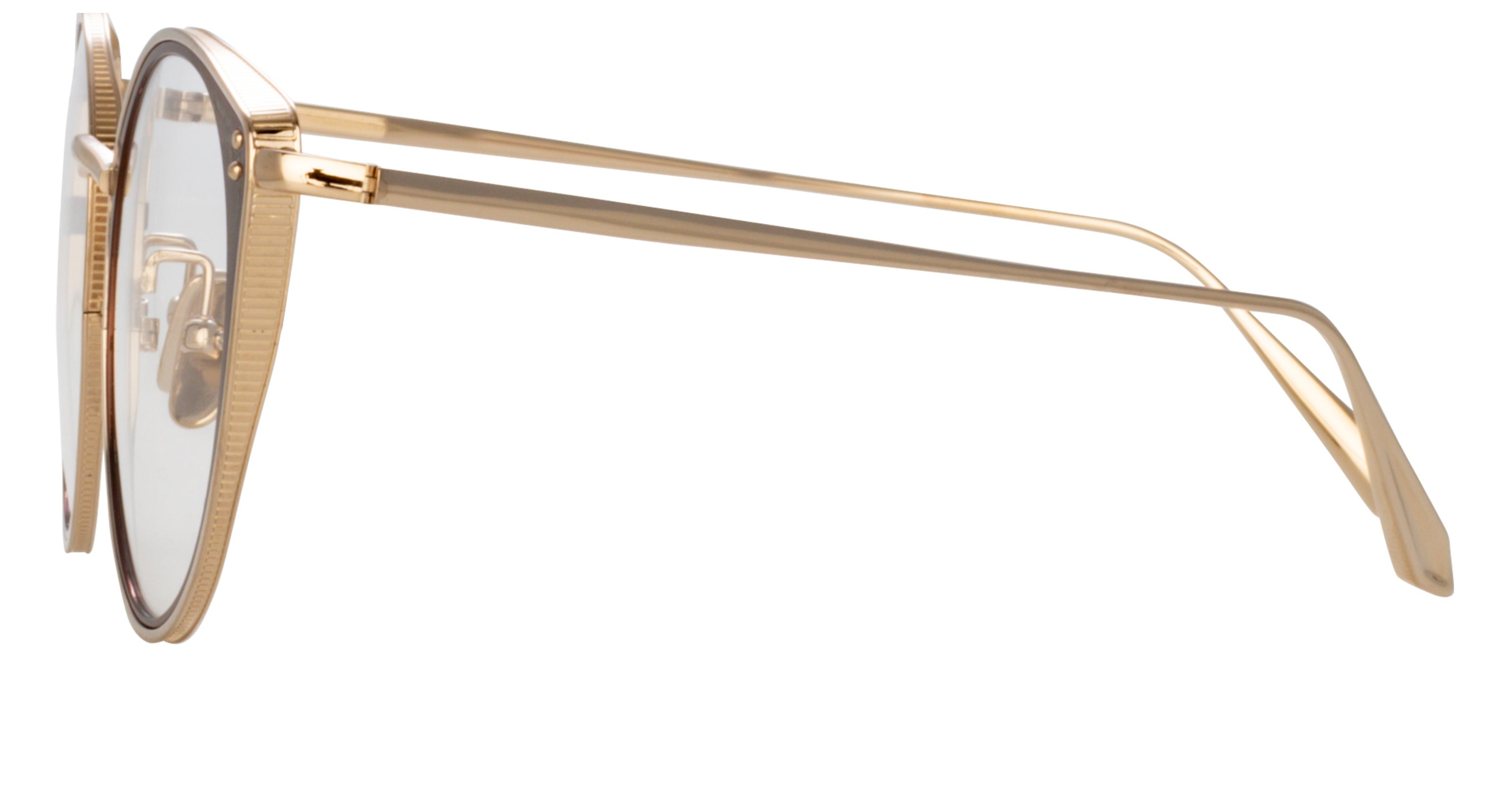 Lfl Rounded Titanium Eyeglasses with Cat-Eye Accents