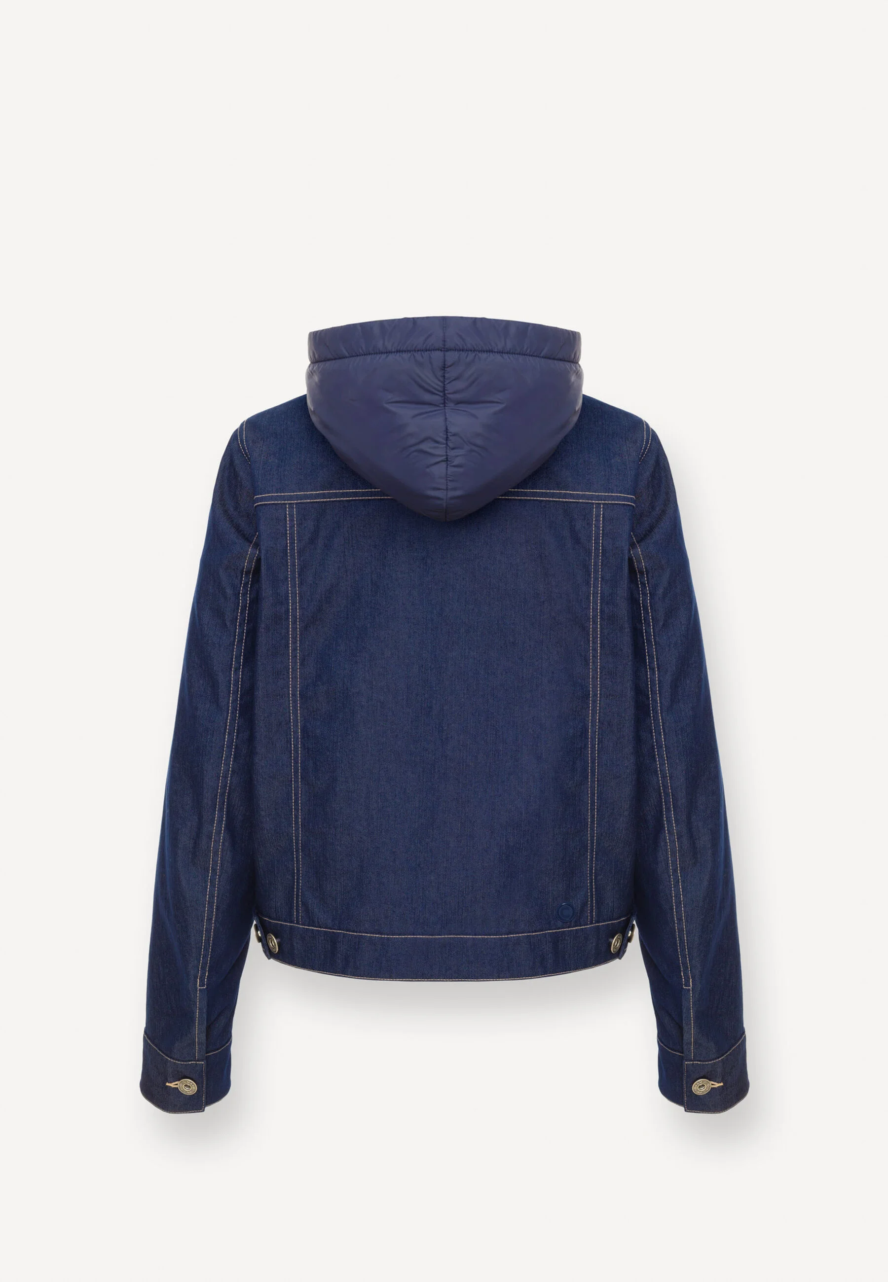Navy Blue Hooded Denim Jacket
