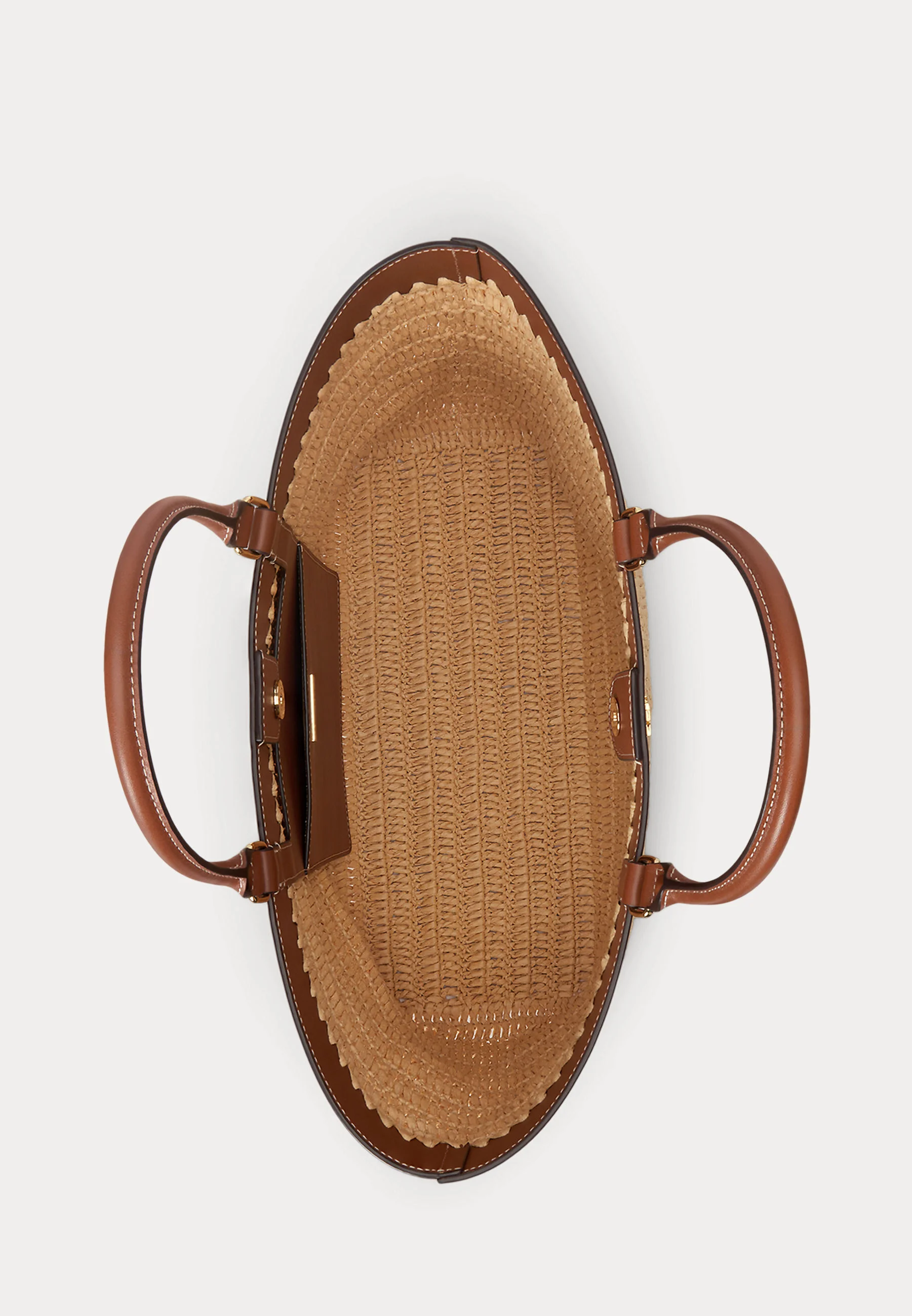 Woven Straw Tote Bag with Scalloped Edge