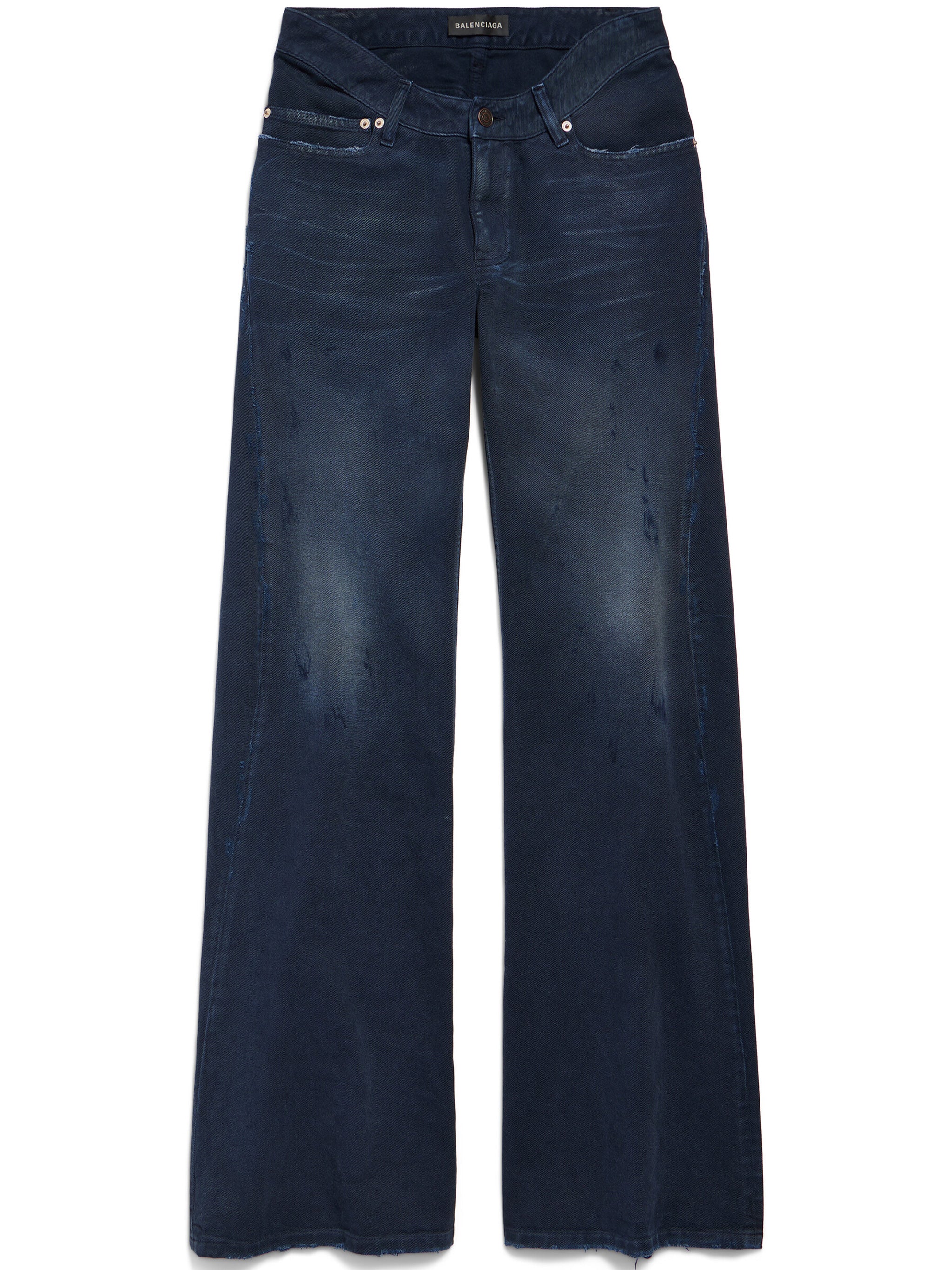 Indigo Indigo Curved Waist Wide-Leg Cotton Jeans