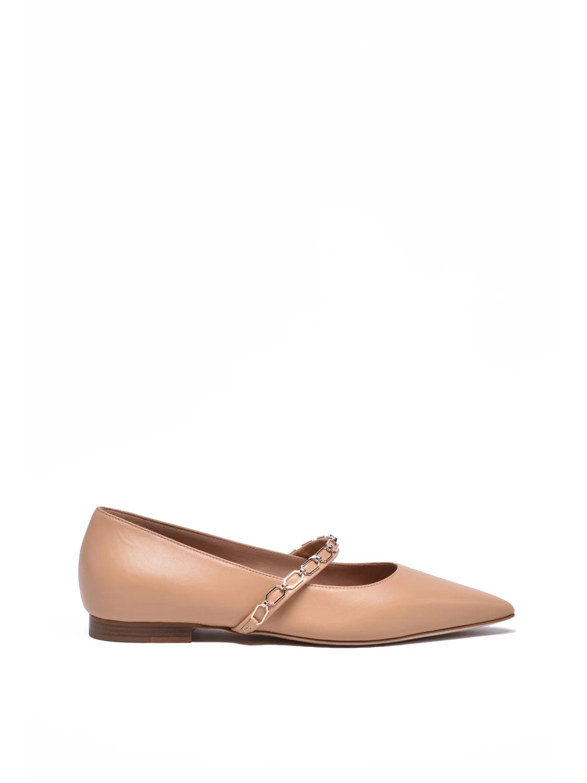 Beige Leather Women's Leather Ballerina