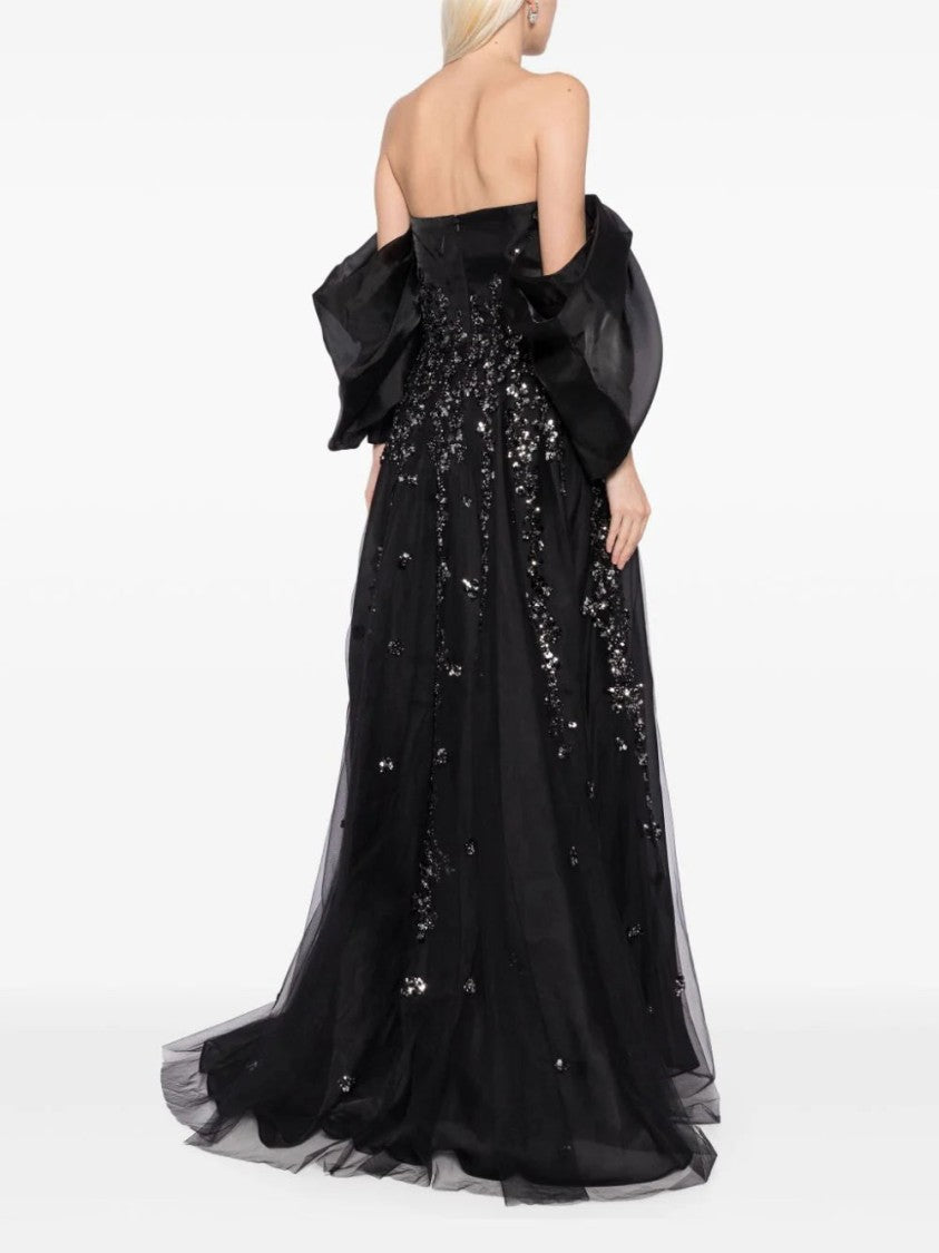 Organza Dress With Dotted Beading