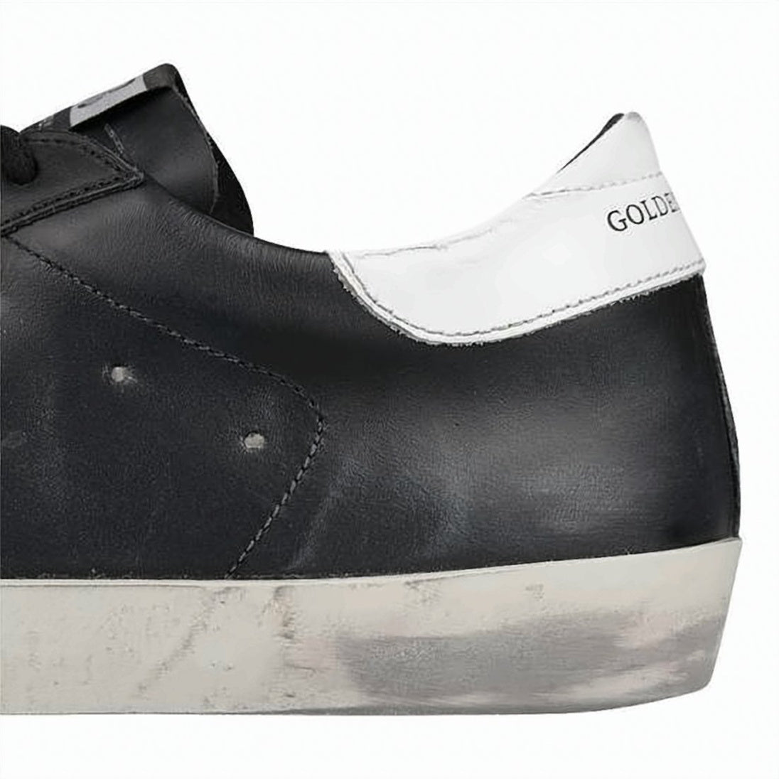 Distressed Black Leather Sneakers