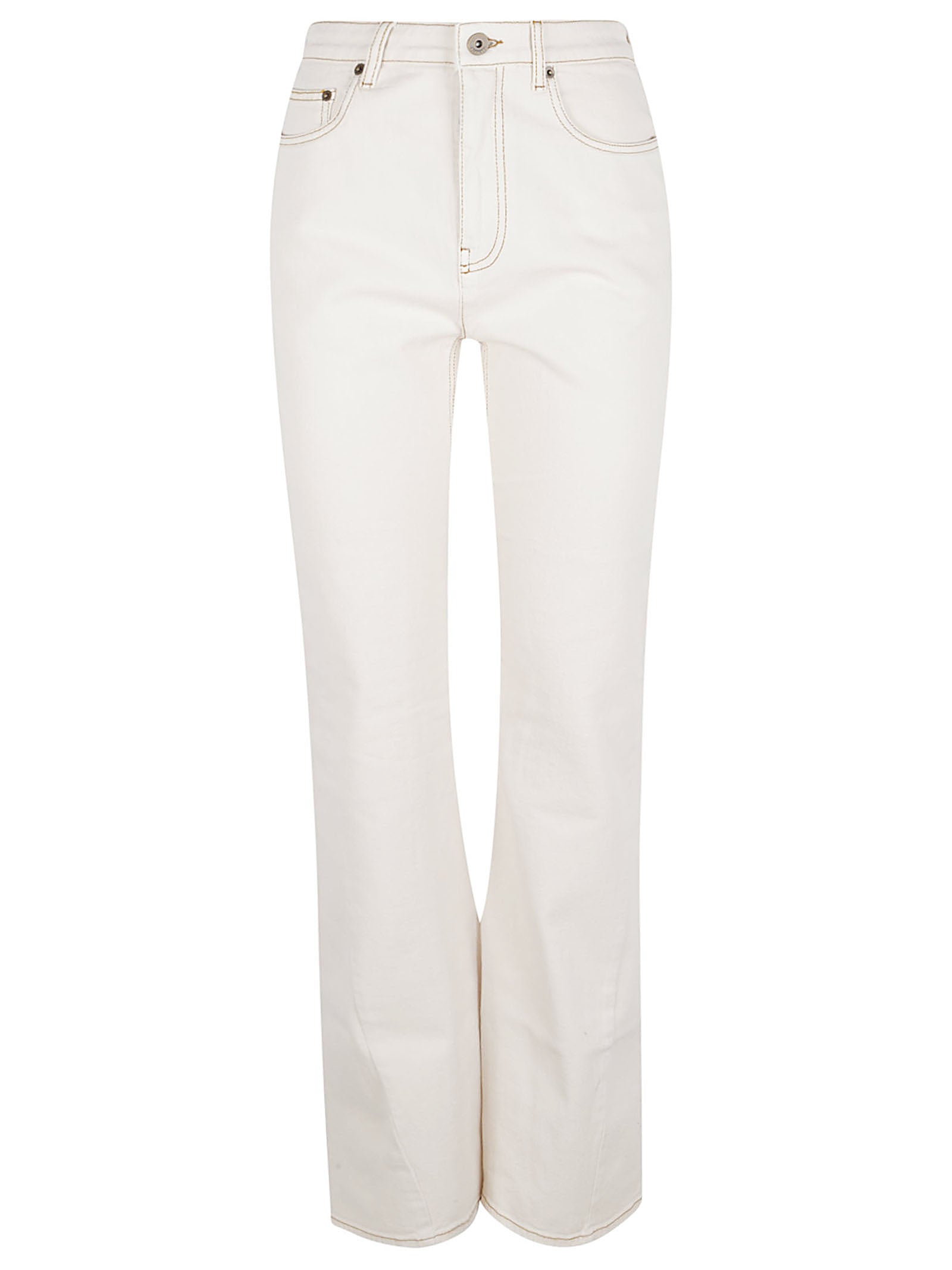 High-Waisted Flared Denim Jeans with Equestrian Embroidery
