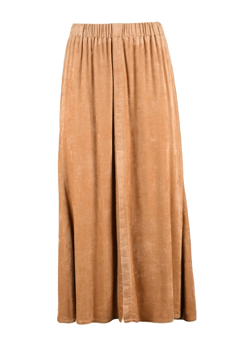 Long Velvet Skirt - Beige