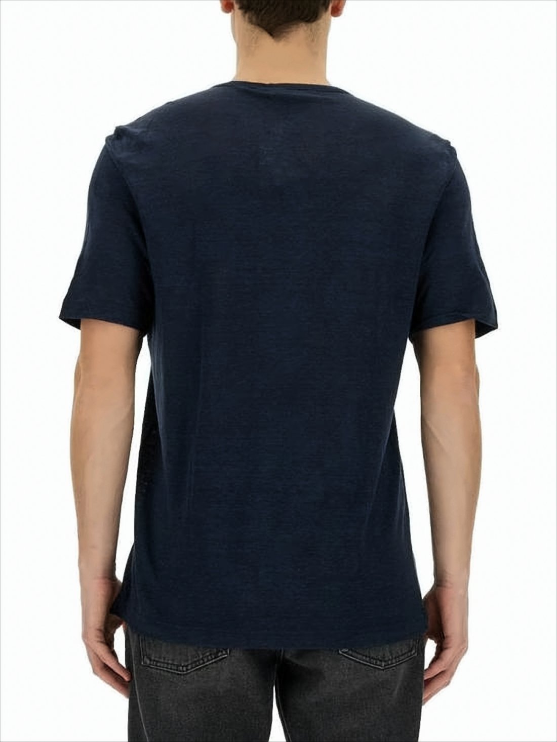 Relaxed Fit Dark Navy Linen T-Shirt