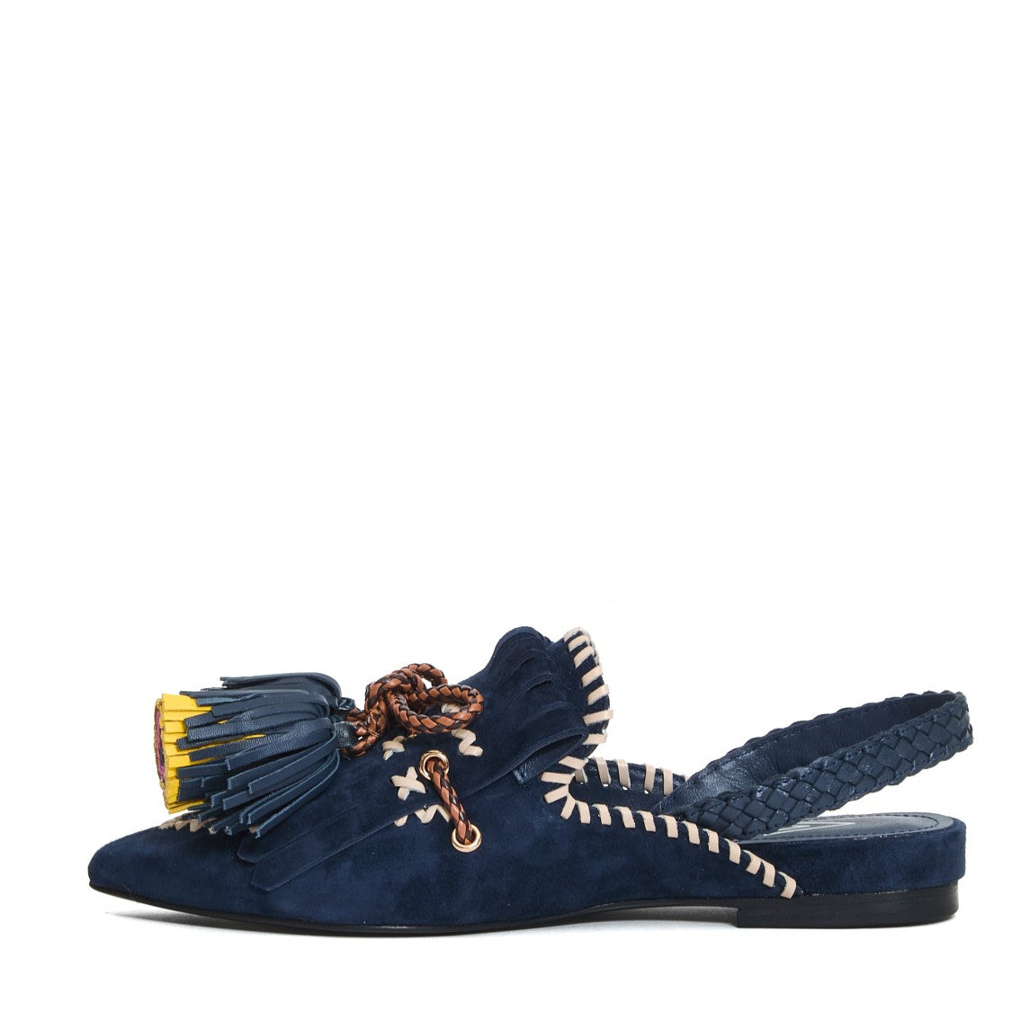 Slingback Blue Suede Tassels