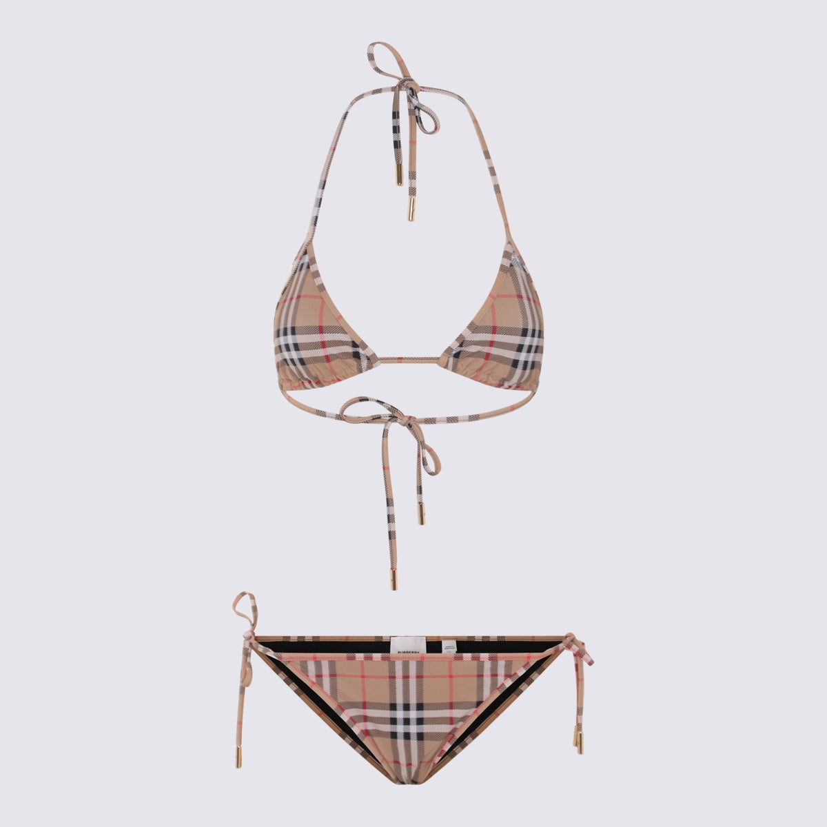 Beige Check Bikini Beachwear