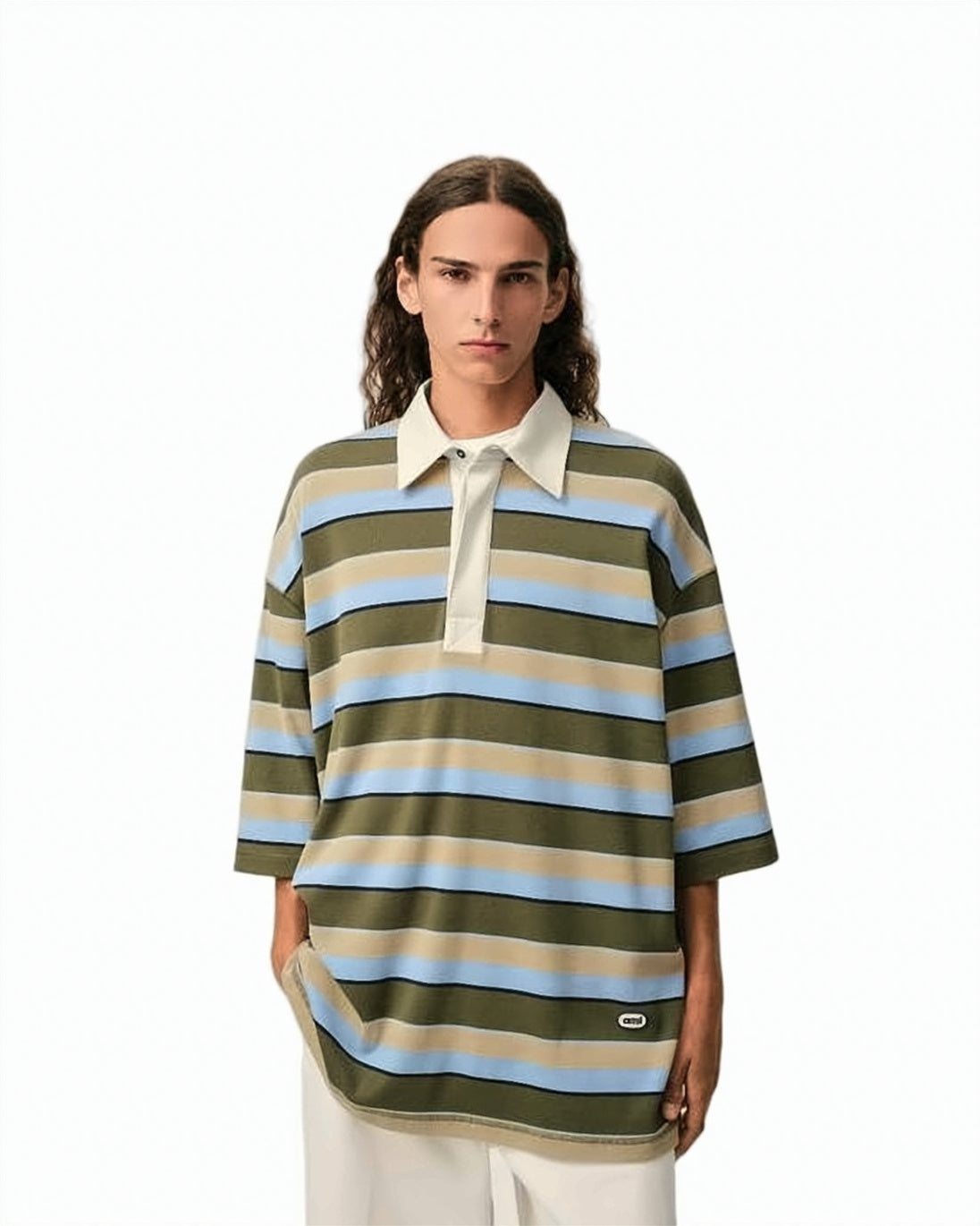 Multicolour Horizontal Striped Cotton Logo Polo