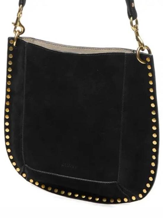 Smooth Leather Shoulder Bag with Metallic Studs