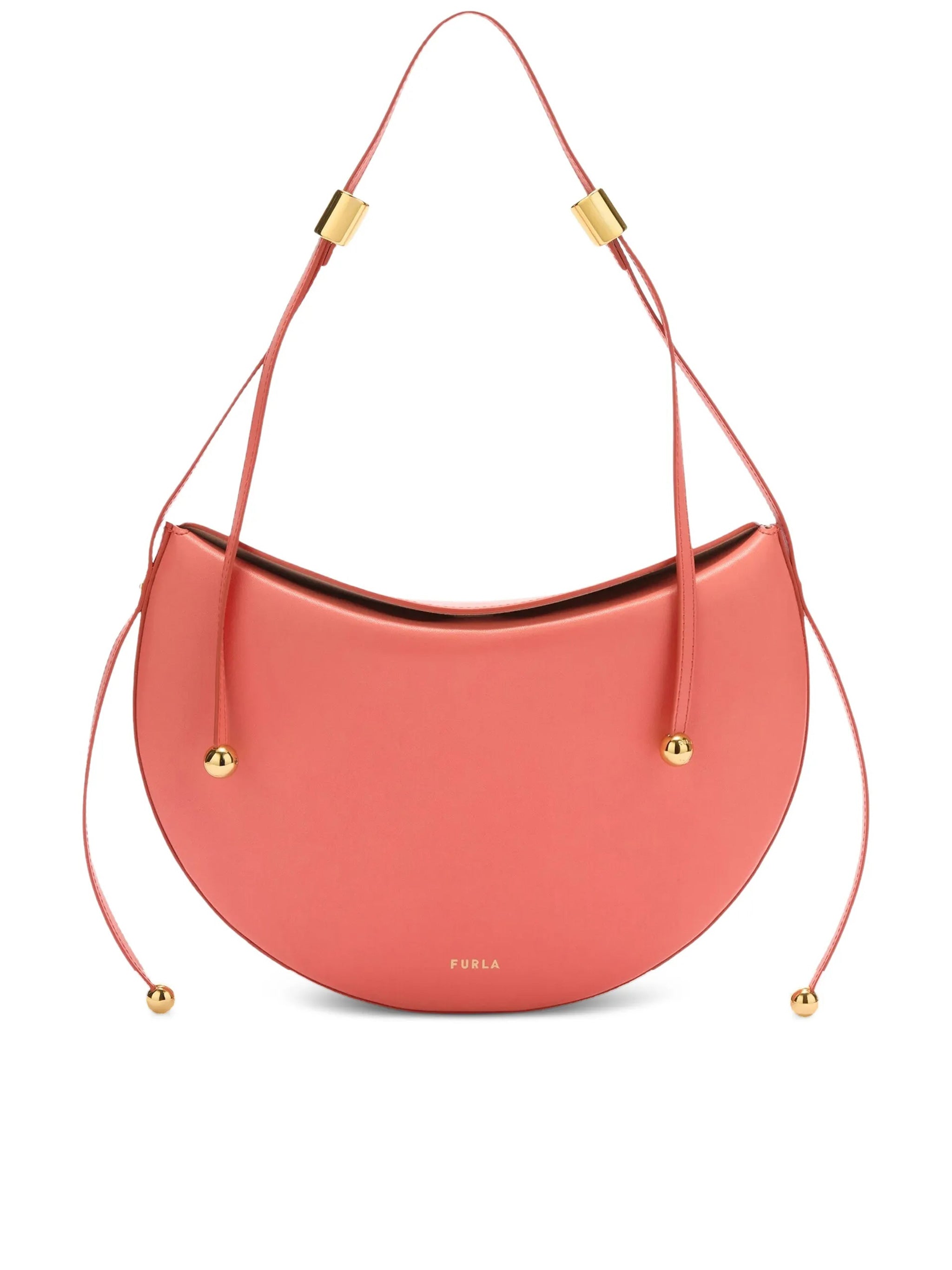 Moonstone M Crescent-Shaped Smooth Leather Handbag