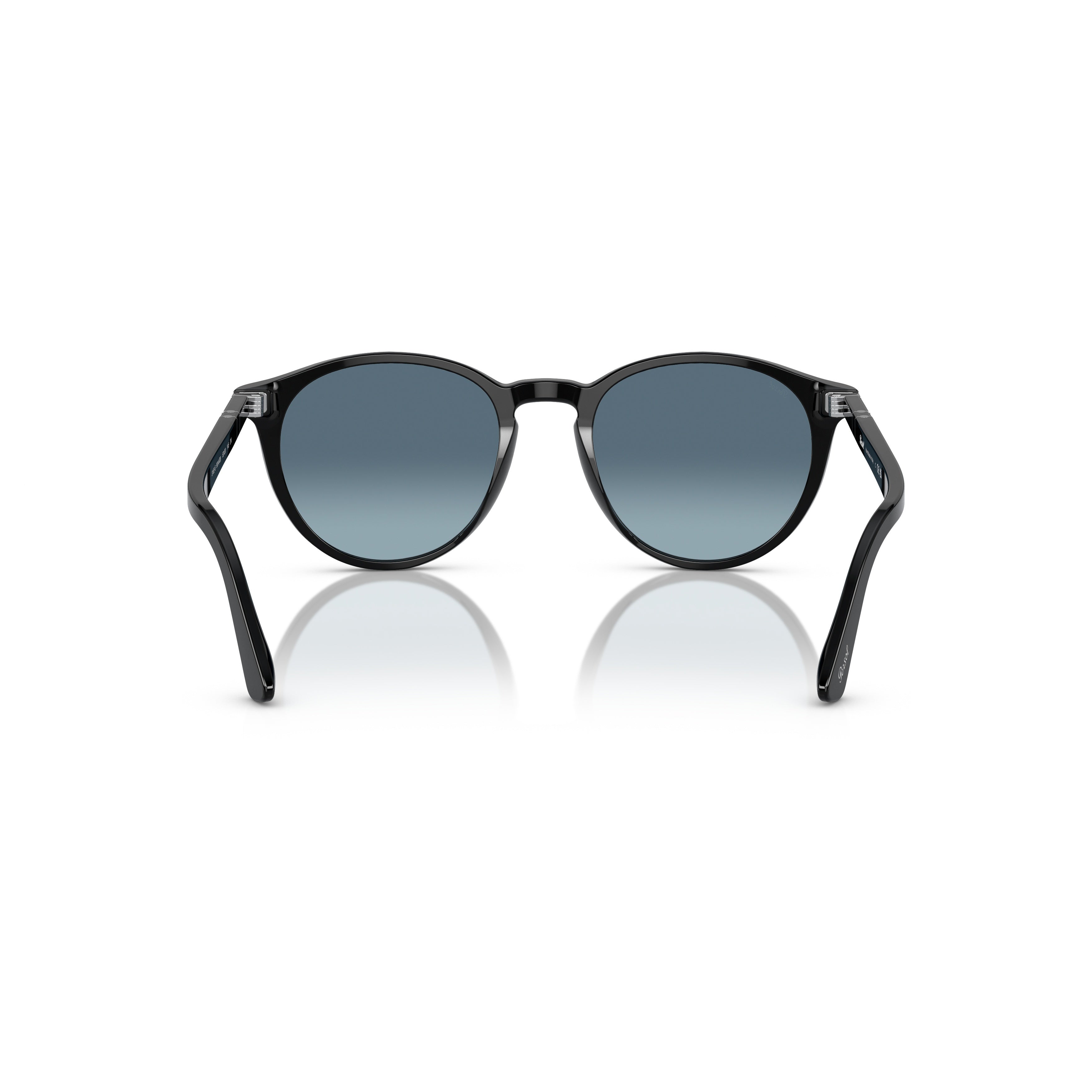 0po3152s Rounded Black Acetate Sunglasses with Gradient Blue Lenses