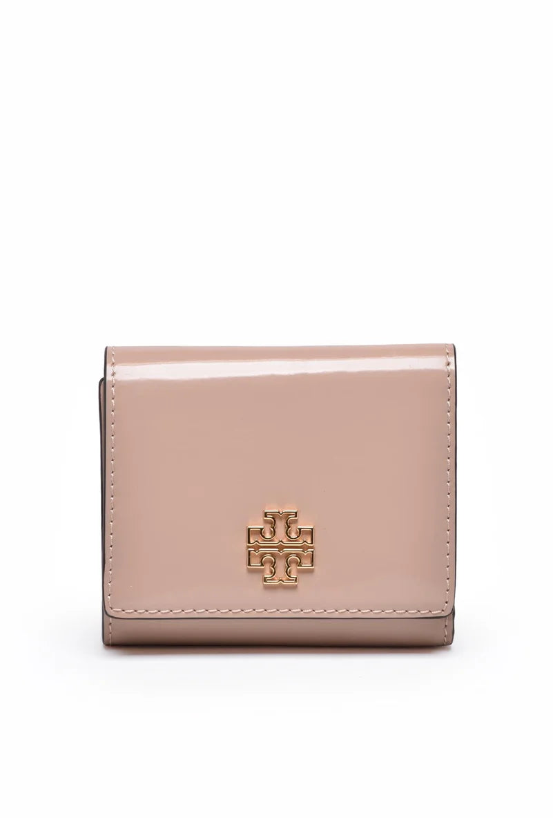 Compact Pink Calfskin Leather Wallet