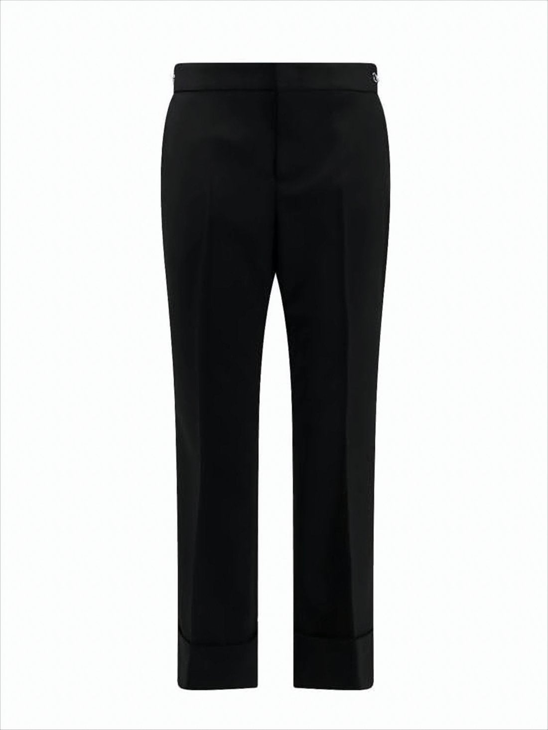 Tailored Black Straight Pants with Design