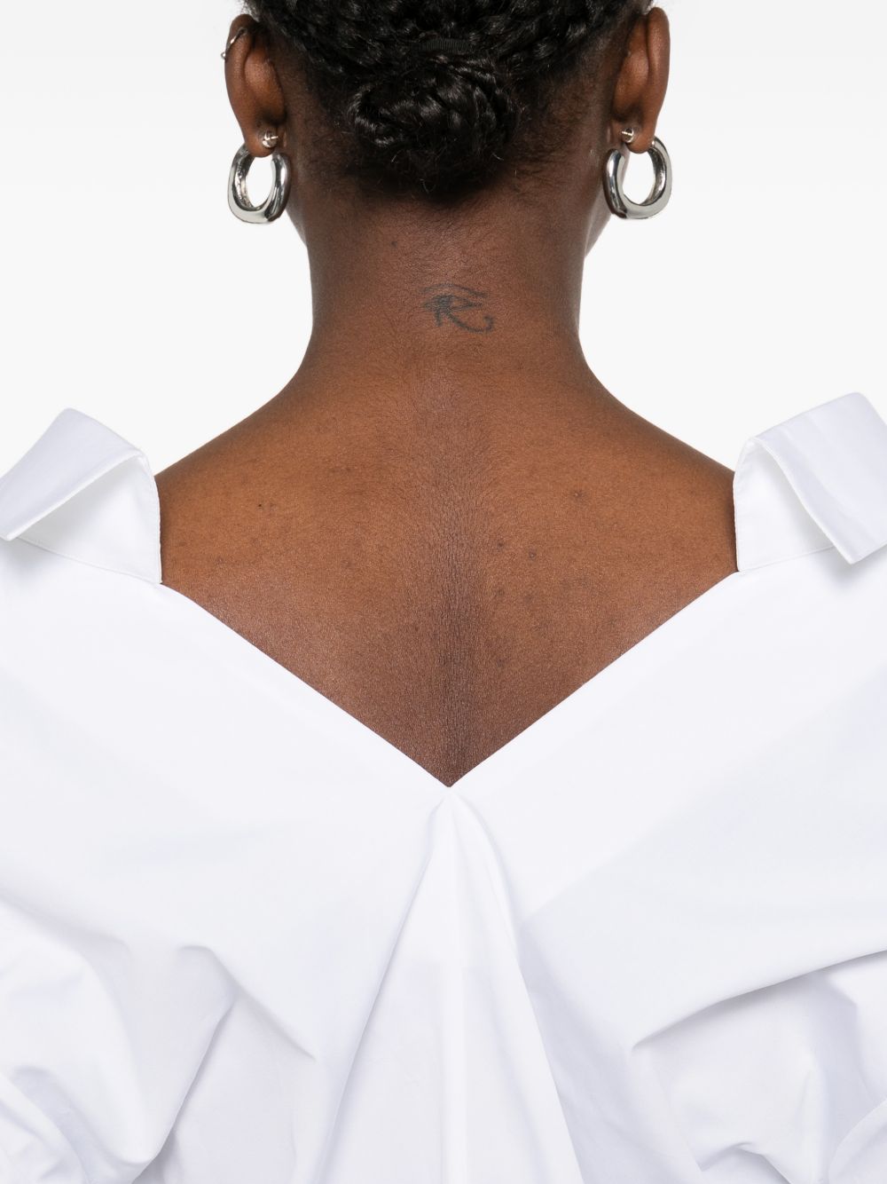 Structured White Silk and Nylon Top