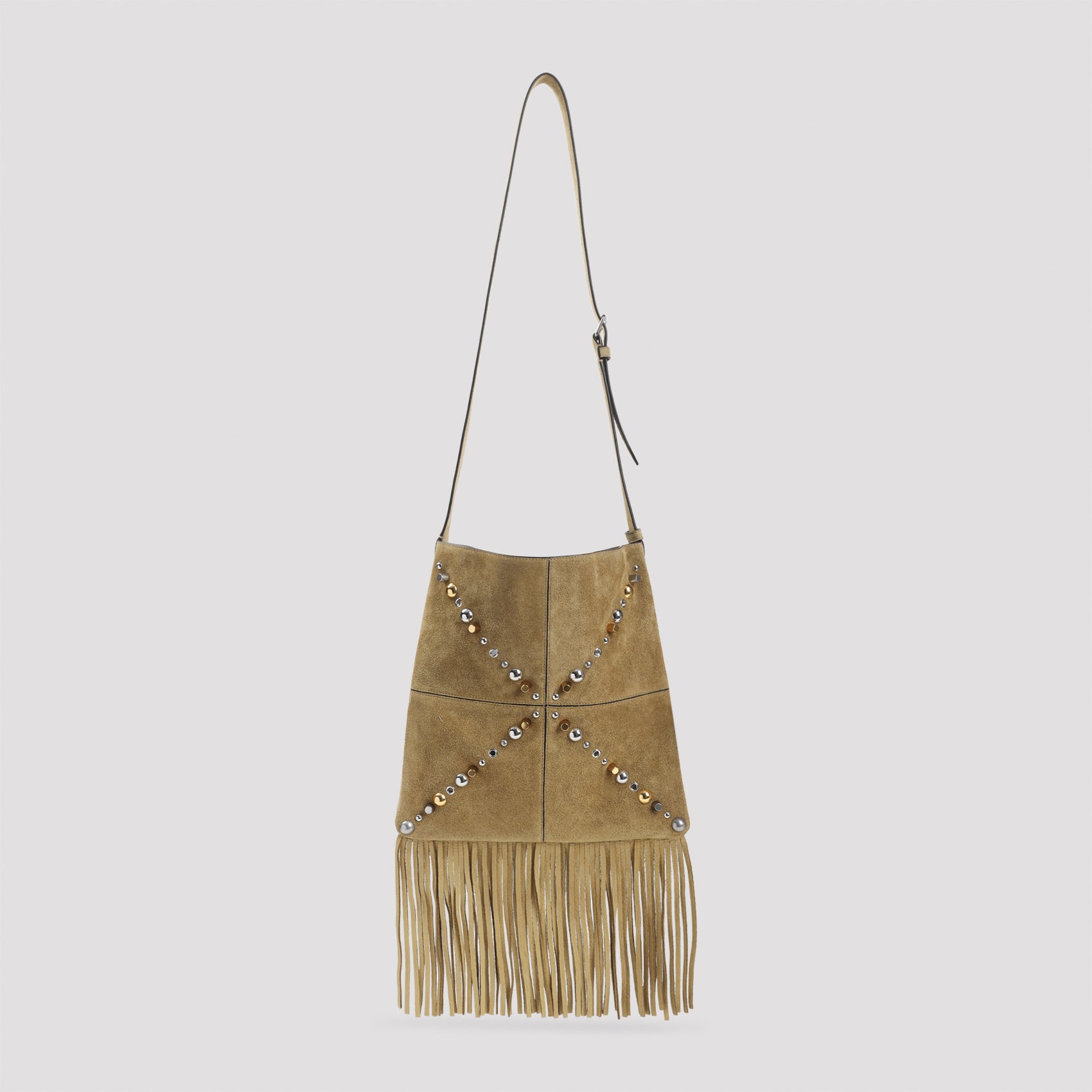 Suede Leather Shoulder Bag with Fringe