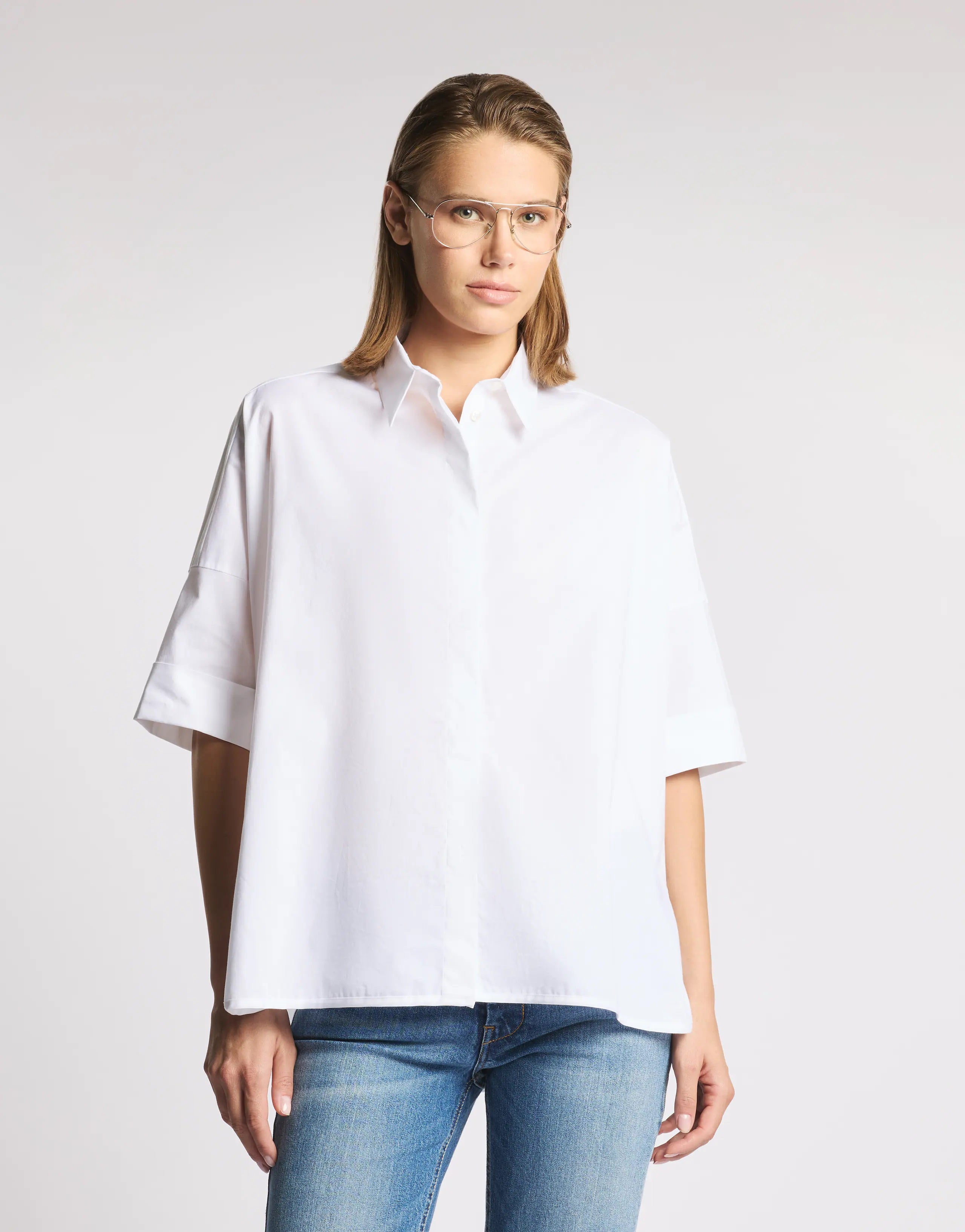 3/4 Sleeve Classic White Shirt