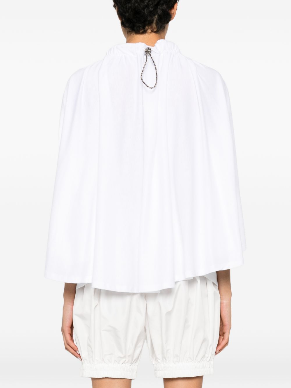 White Flowing Draped Sleeves Cape Top