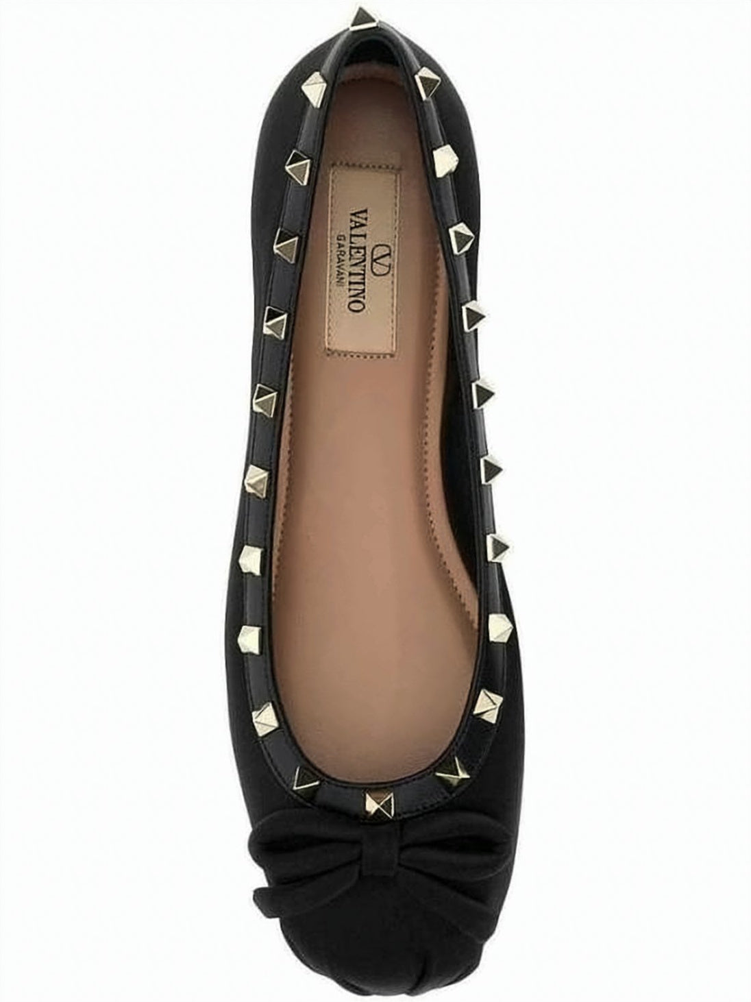 Black Fabric Flats with Pyramid Stud Trim