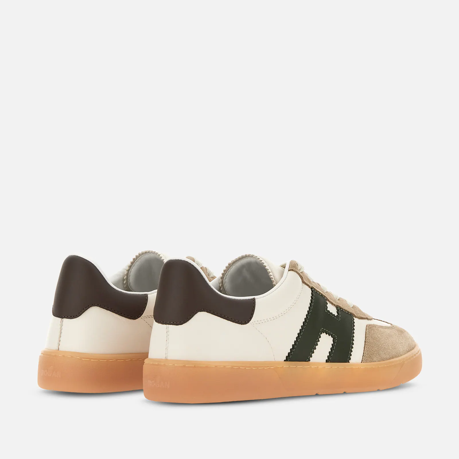 Lace-Up Sneakers With Beige Suede Overlays