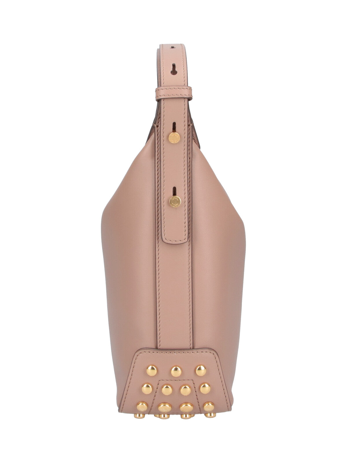 Beige Metal Dots Smooth Leather Bag