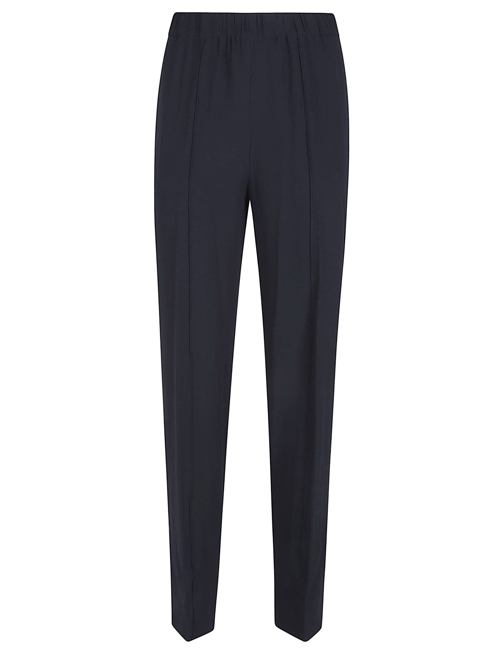 Tapered Black Trousers with Elastic Waistband