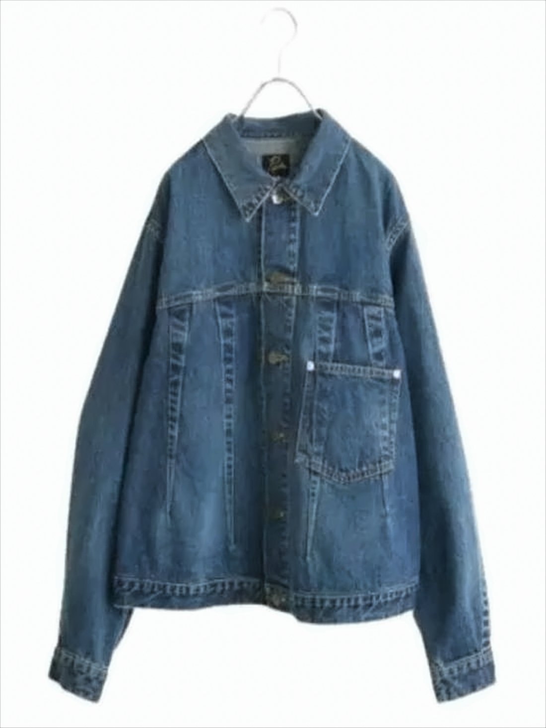 Classic Blue Denim Shirt Jacket With Pointed Collar
