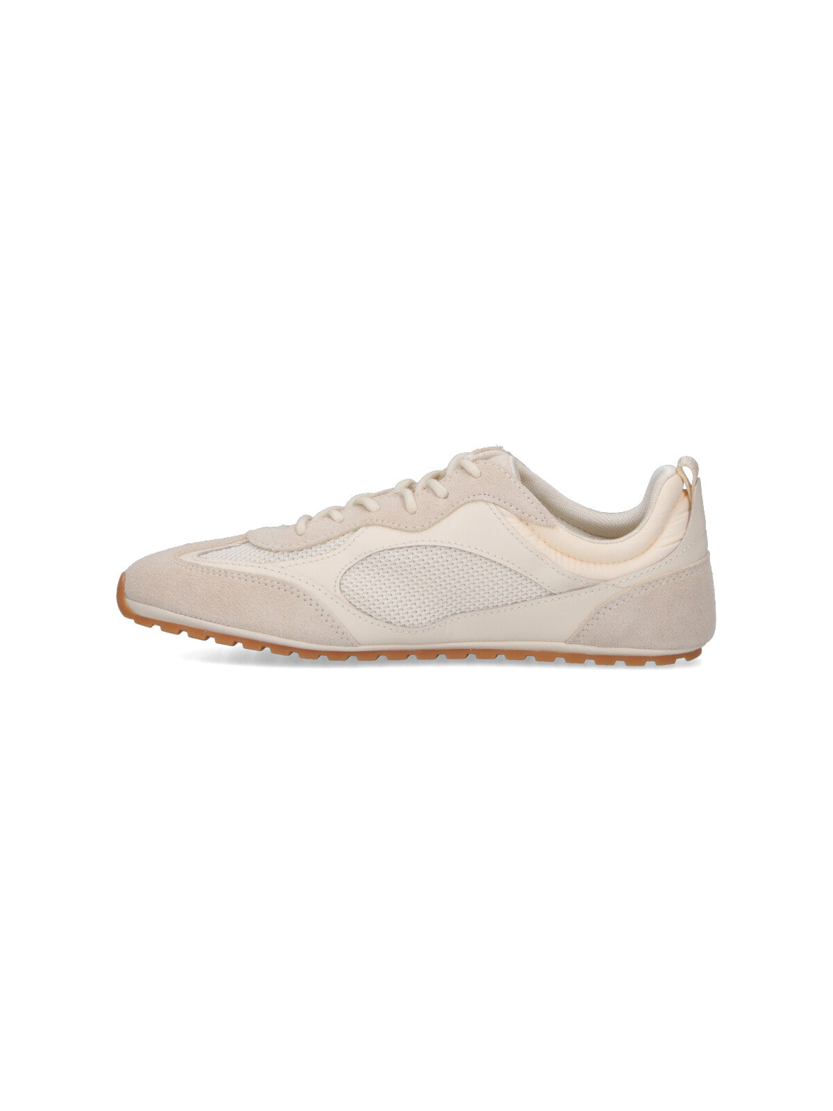 Cream Suede And Mesh Sneakers
