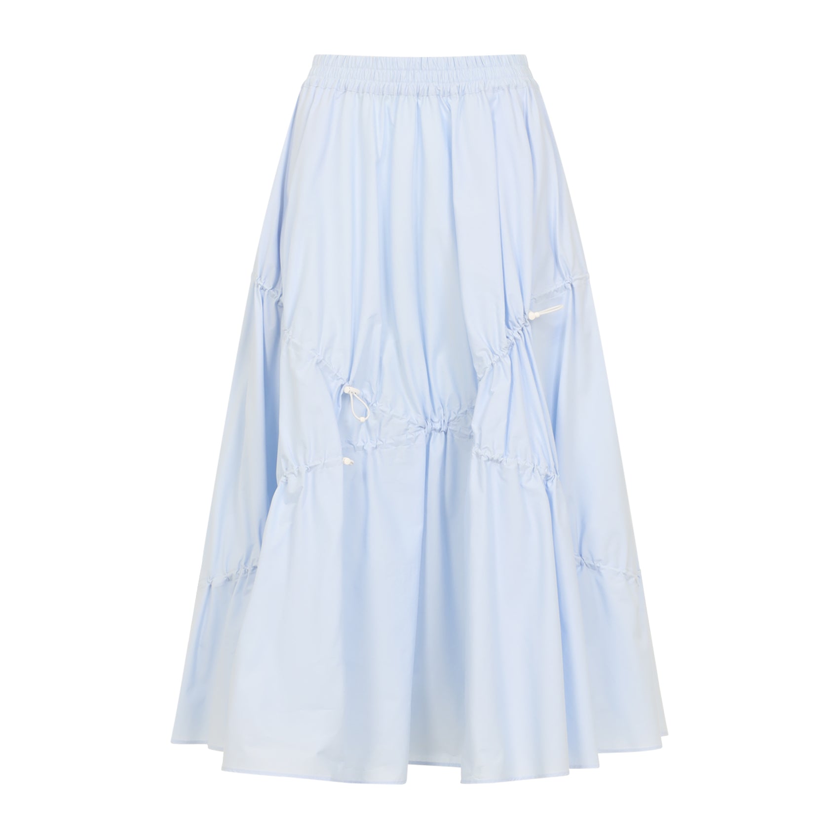 Relaxed Flared Midi Skirt with Textured Gathering