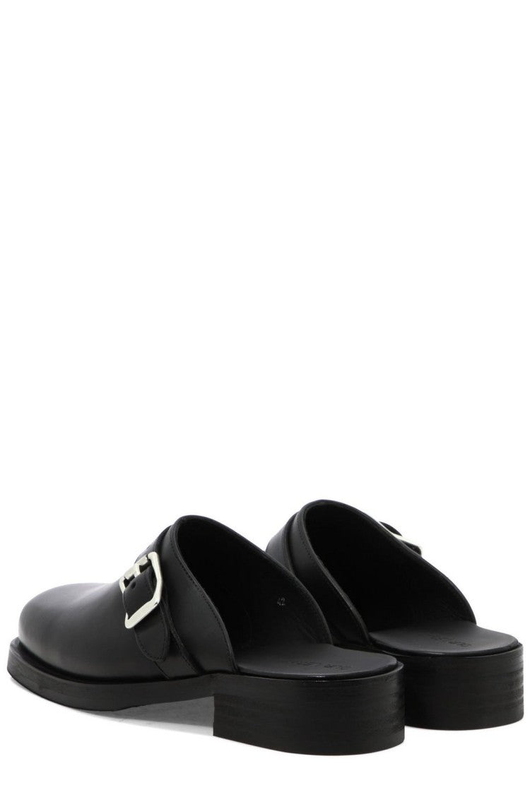 Leather Mule with Silver Buckle