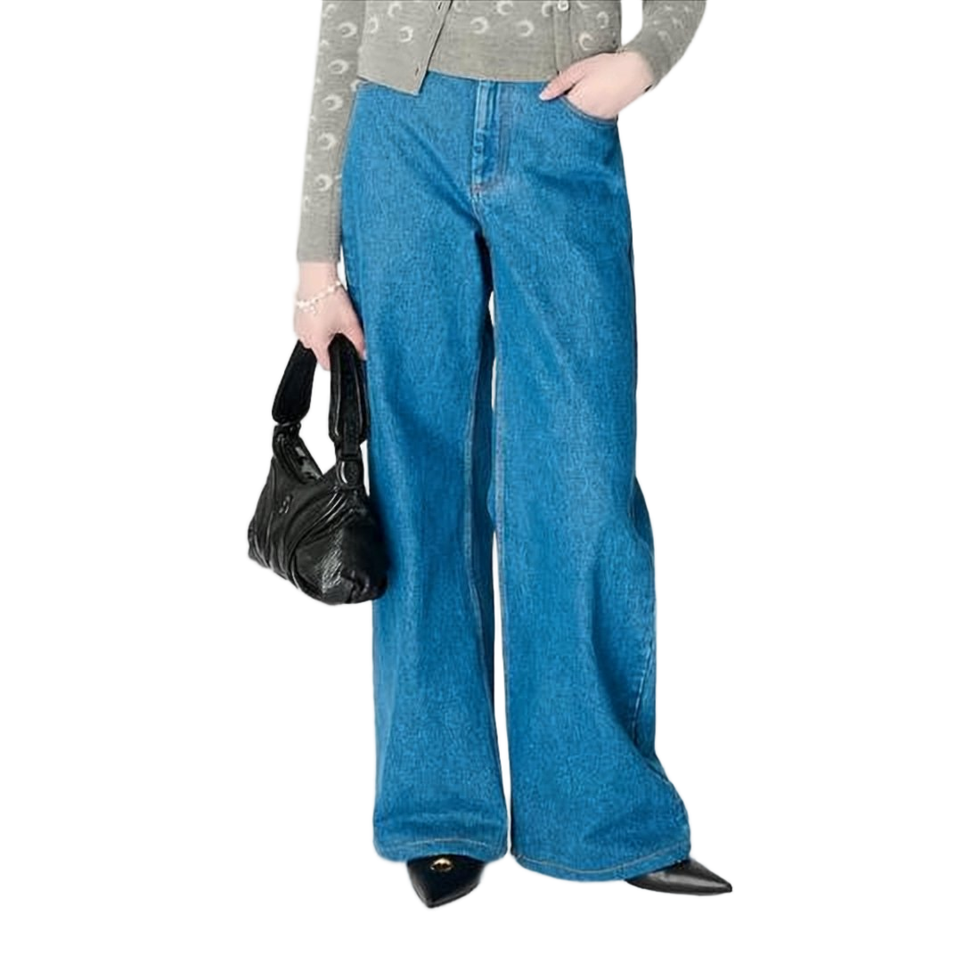 Wide-Leg Denim Trousers With High Waist