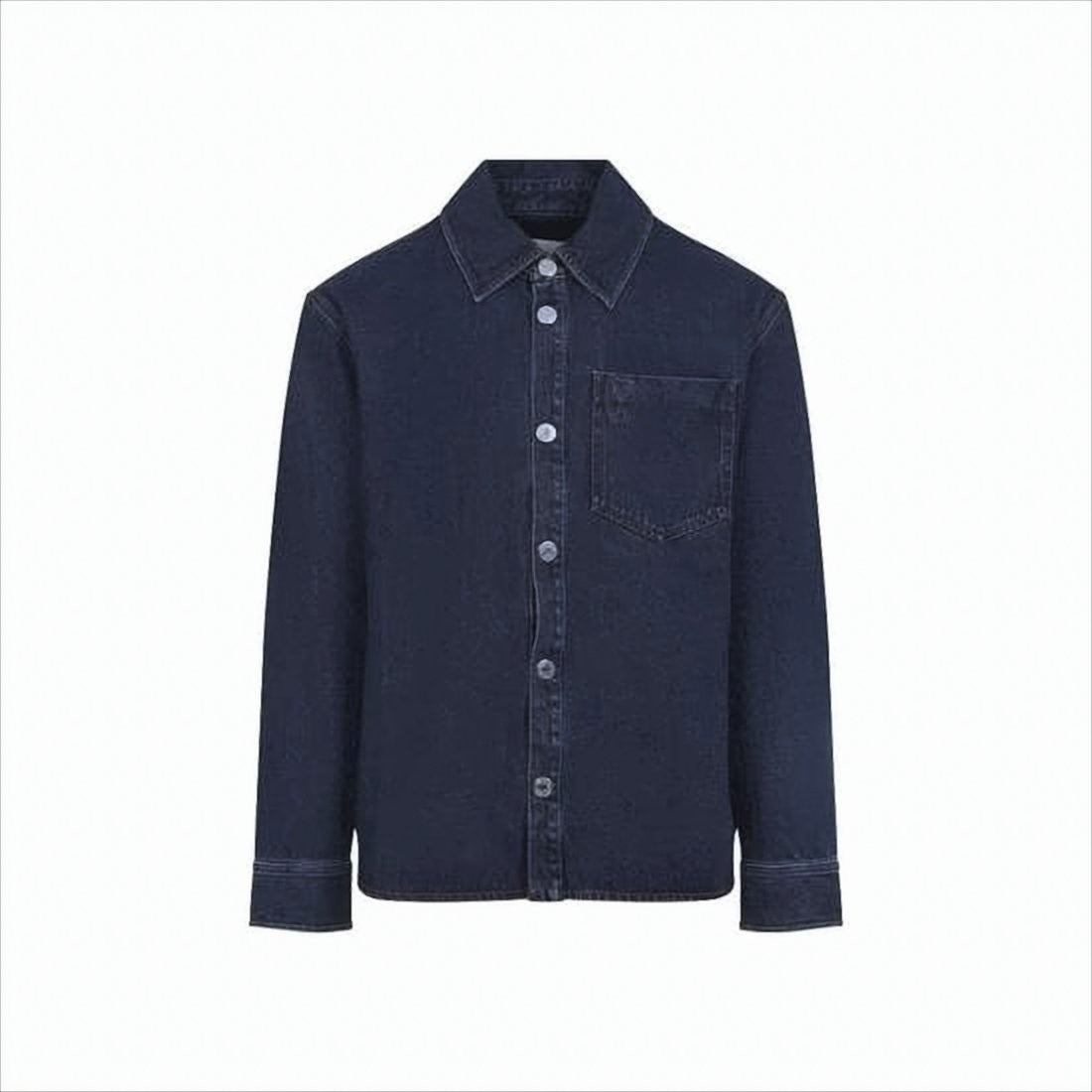Button-Down Denim Shirt with Chest Pocket and Embroidery