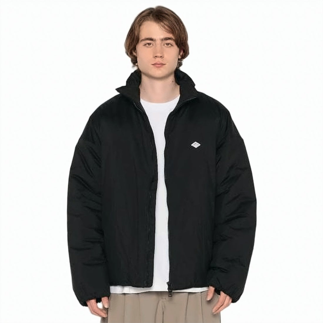 Insulated Stand Collar Jacket with Design