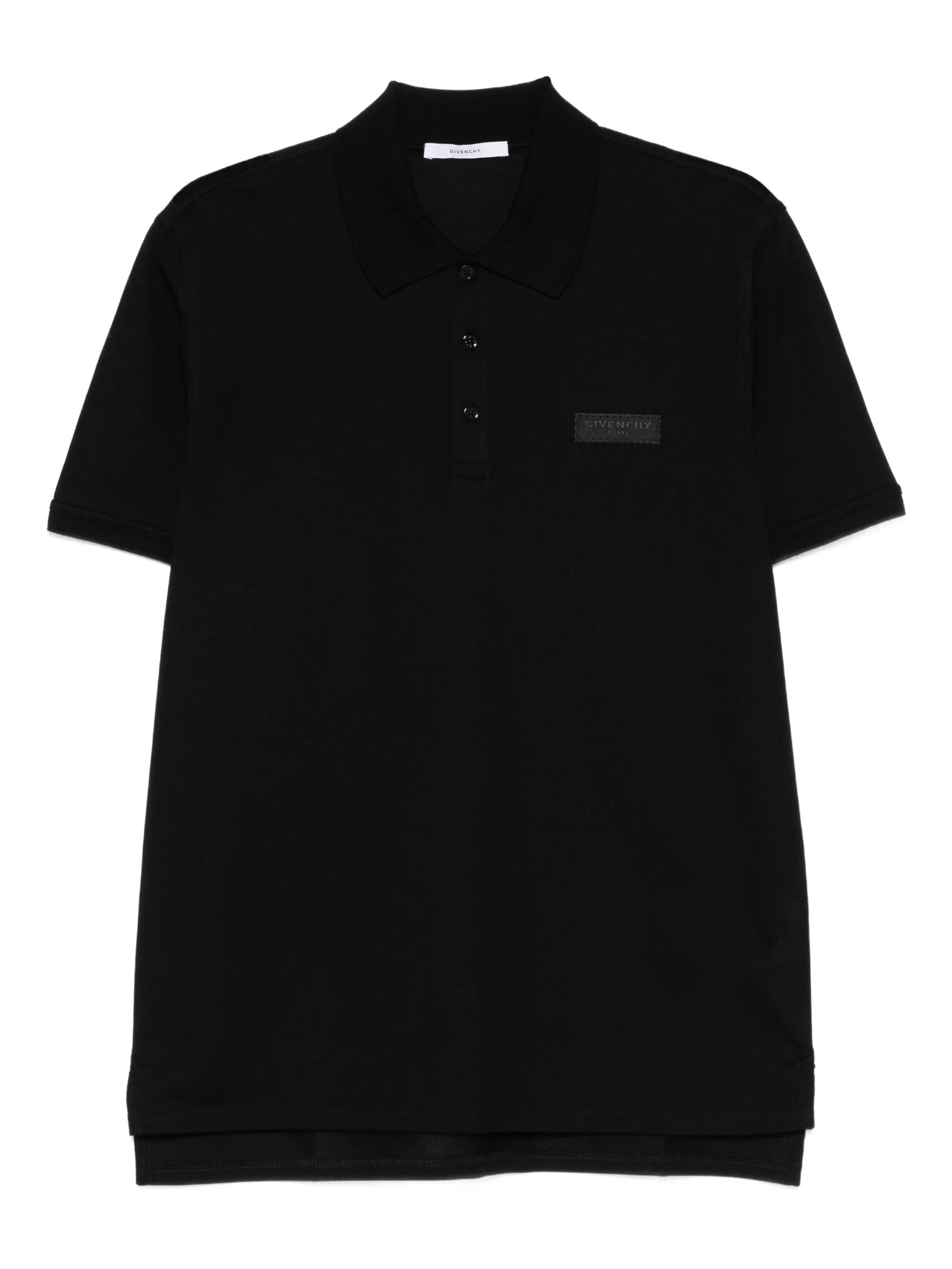 Regular Fit Black Cotton Logo Polo