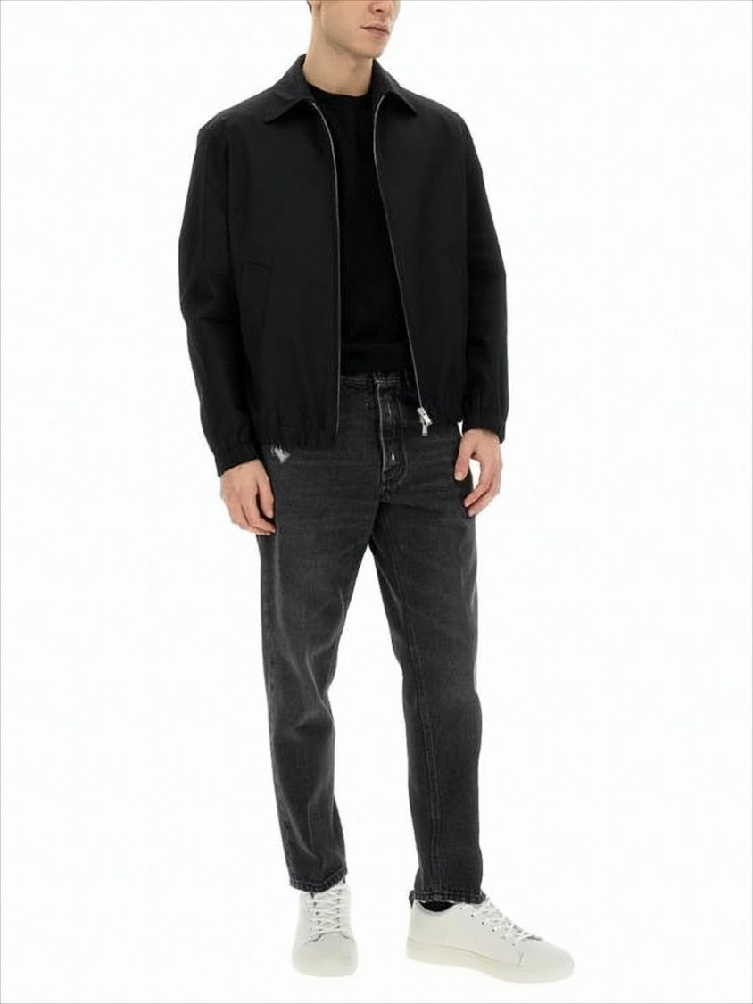 Black Jacket with Zip Front and Elasticized Cuffs