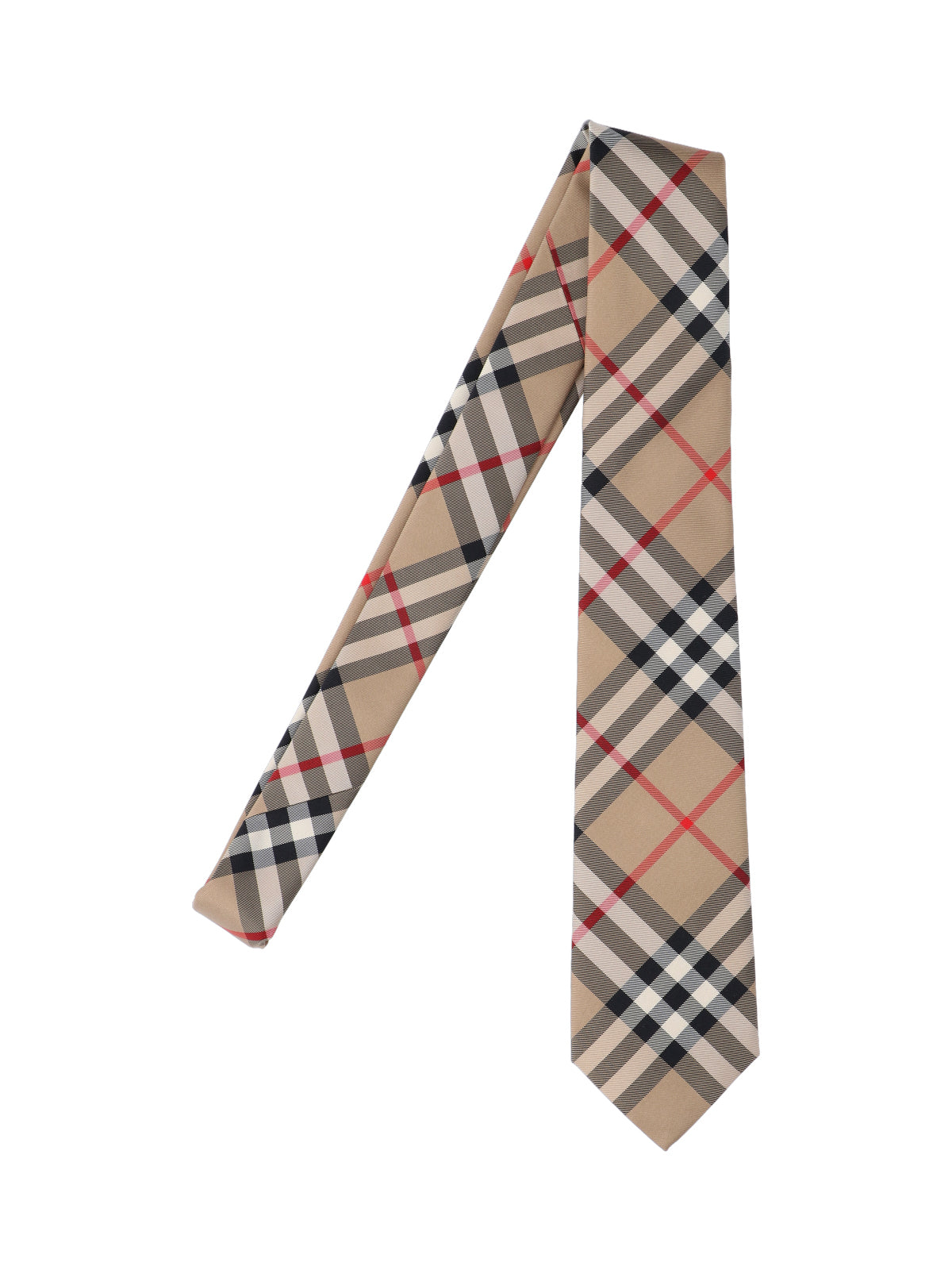 "Vintage Check" Tie, Beige Silk