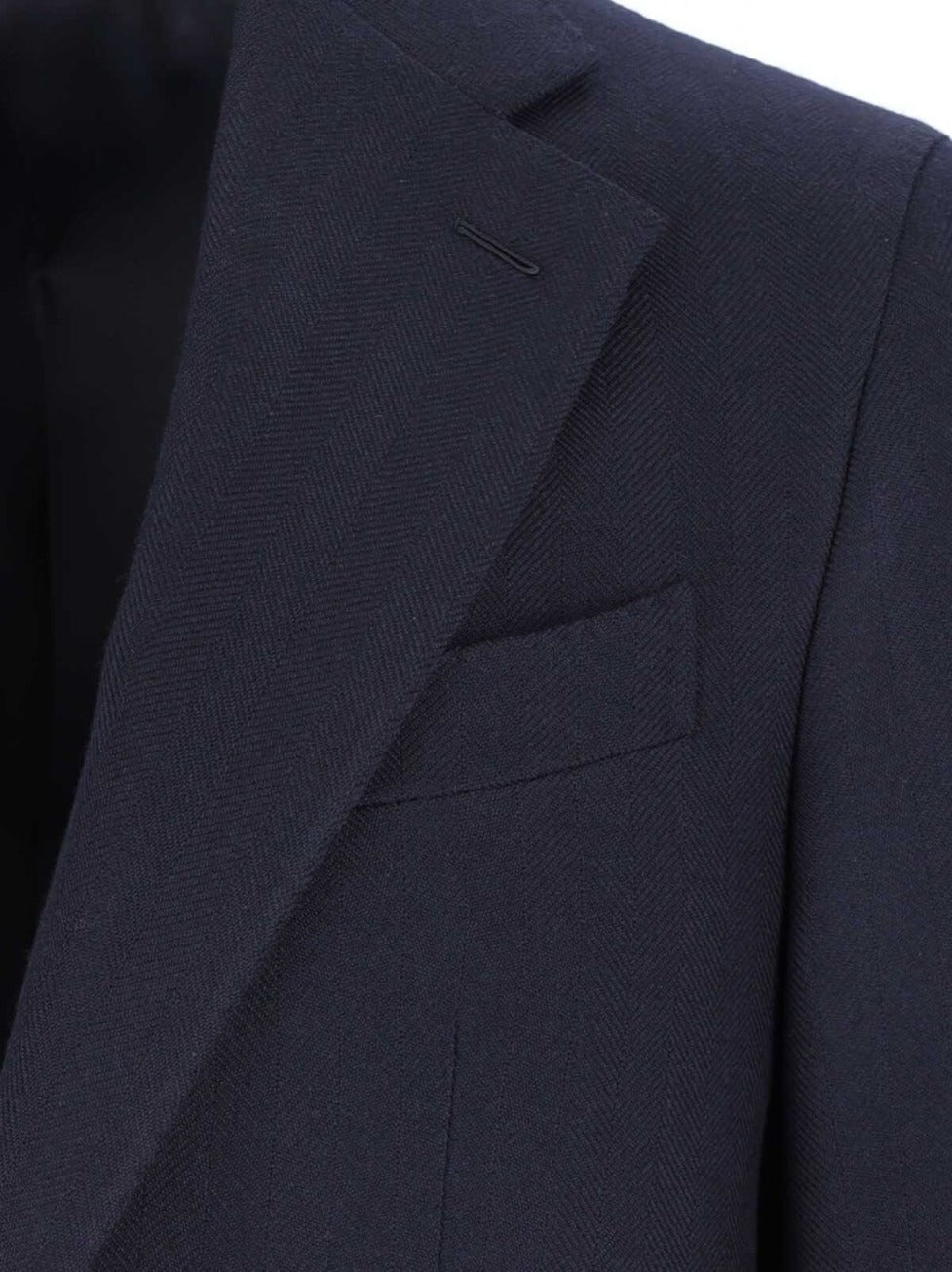 Tailored Black Herringbone Jacket With Notched Lapel