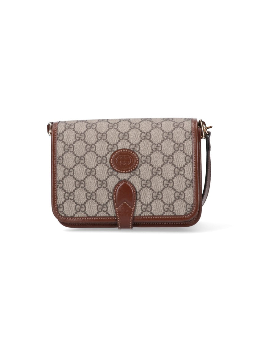Mini Gg Supreme Fabric Shoulder Bag With Leather Accents
