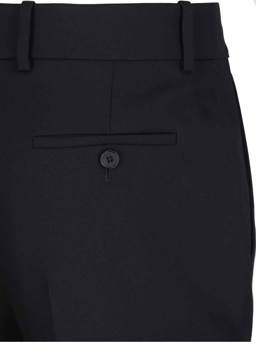 High-Waisted Black Wool Palazzo Pants
