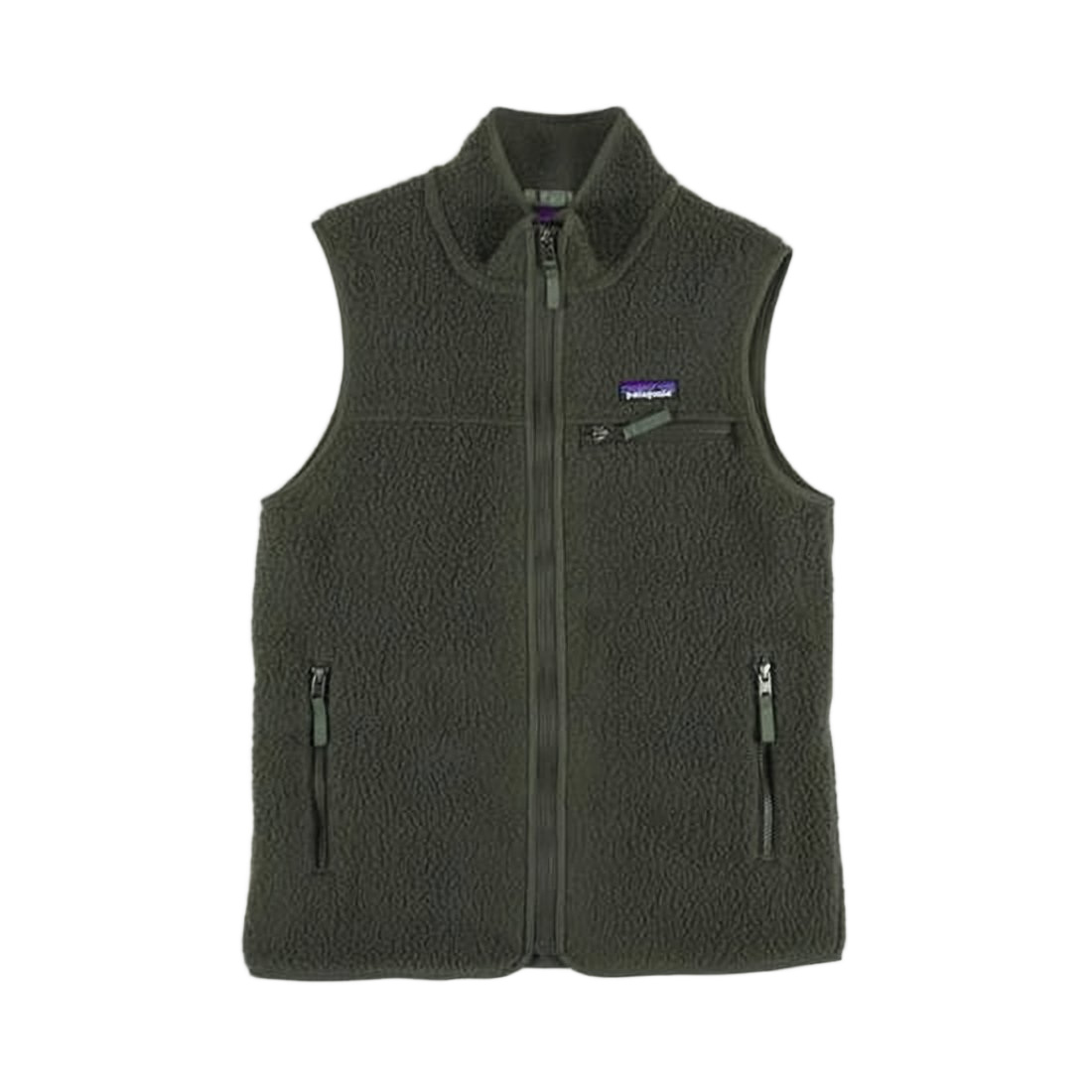 Textured Fleece Vest With Full Front Zip And High Collar