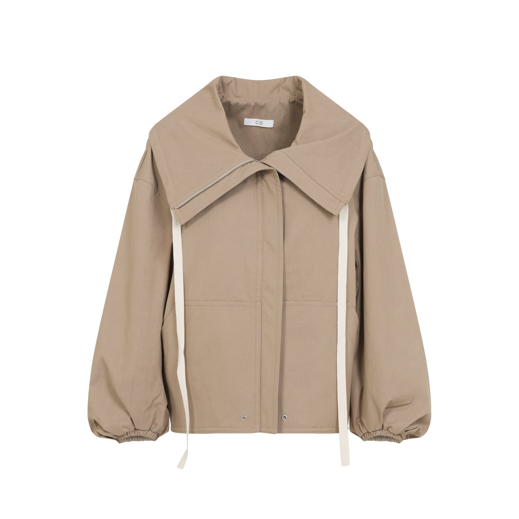 Brown Relaxed Fit Jacket With Oversized Collar And Balloon Sleeves