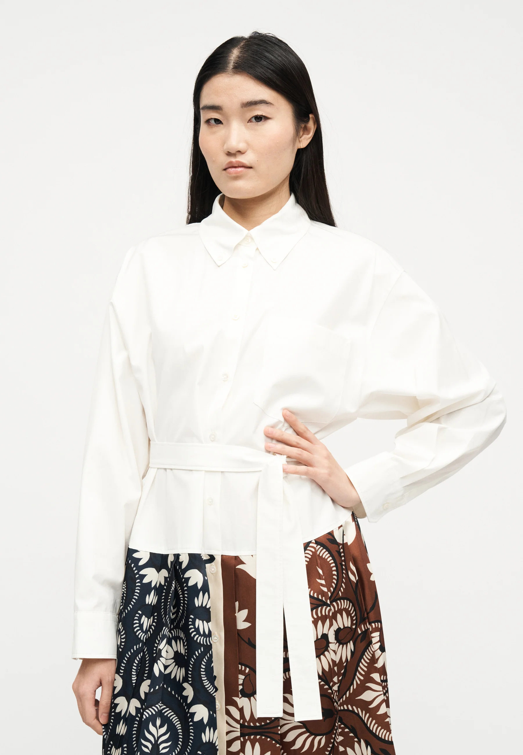 White Cotton Blend Midi Dress