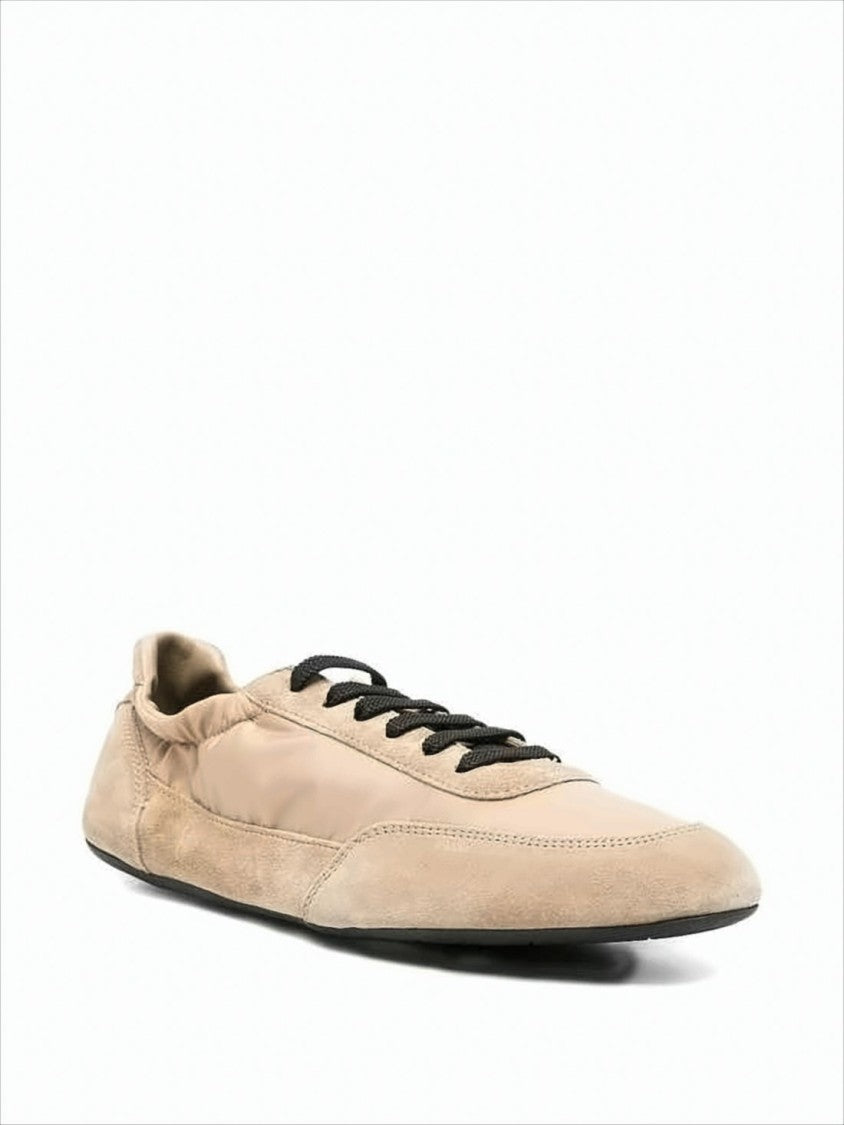 Low-Profile Minimalist Sneakers with Suede and Leather Textures