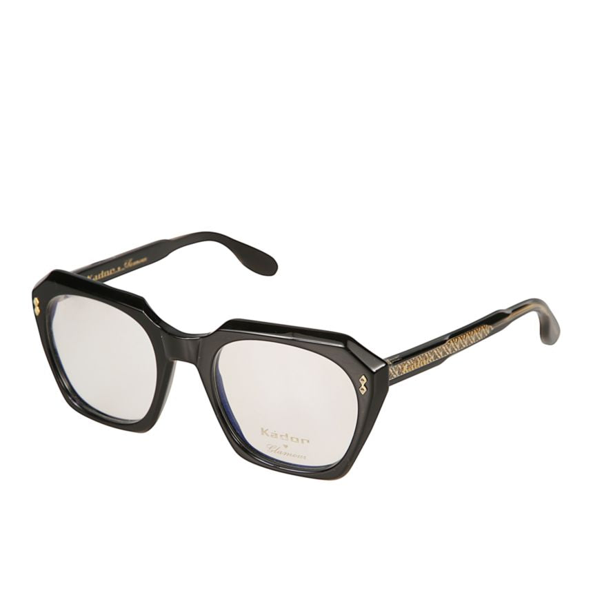 Gloria Glamour Geometric Black Frame Eyeglasses with Gold Detailing