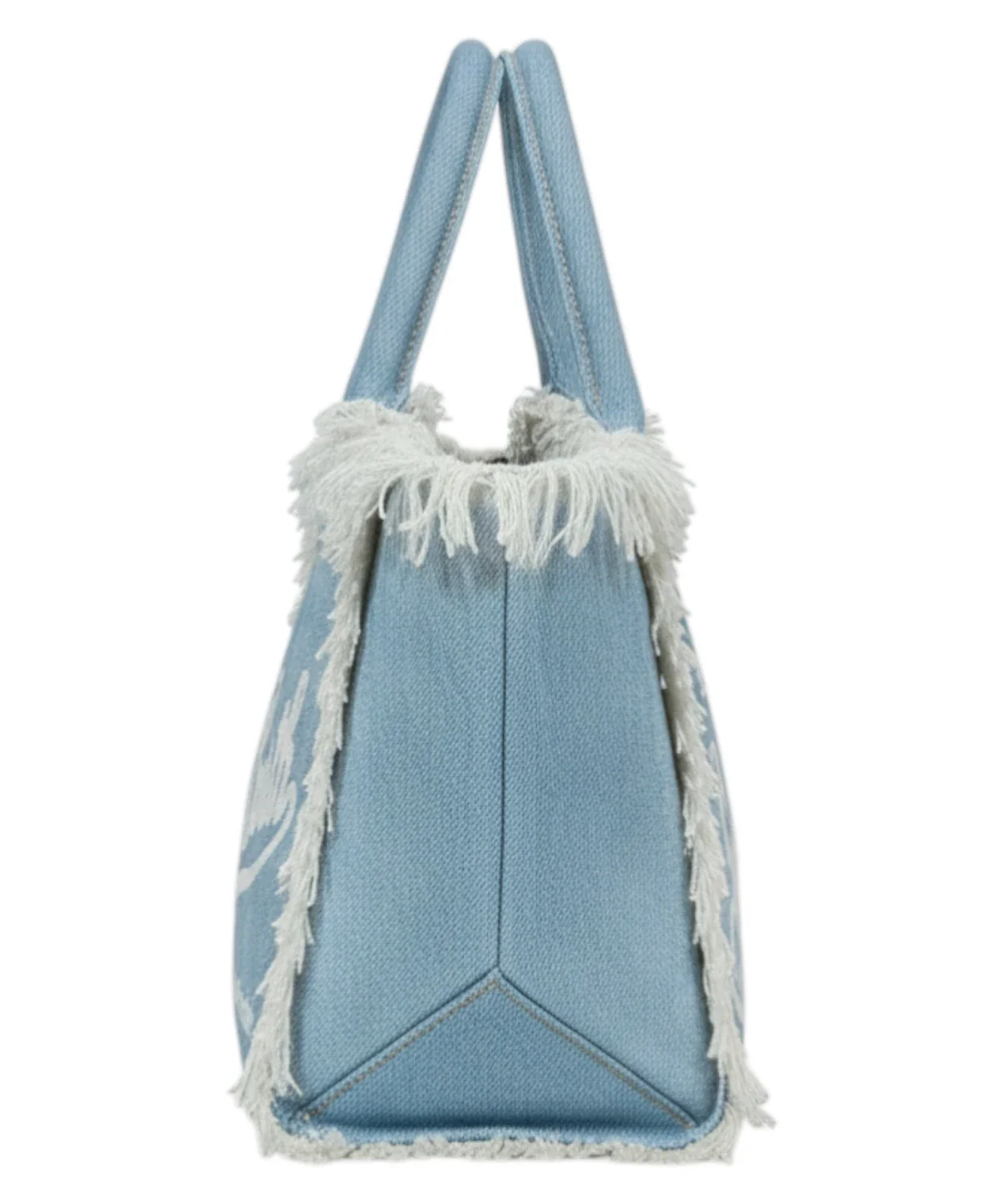 Light Blue Denim Tote Bag with Frayed Edges