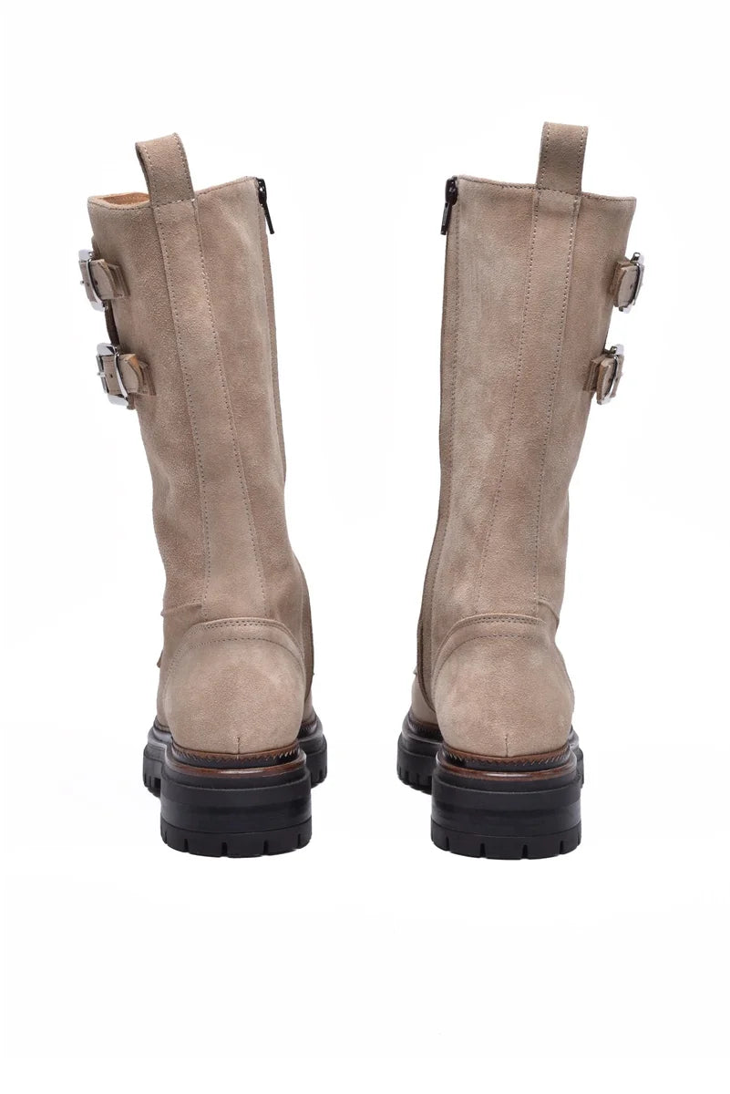 Suede Ankle Boots - Beige