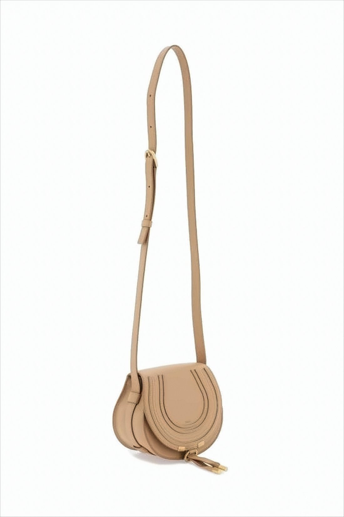 Half-Moon Structured Crossbody Bag with Layered Stitching