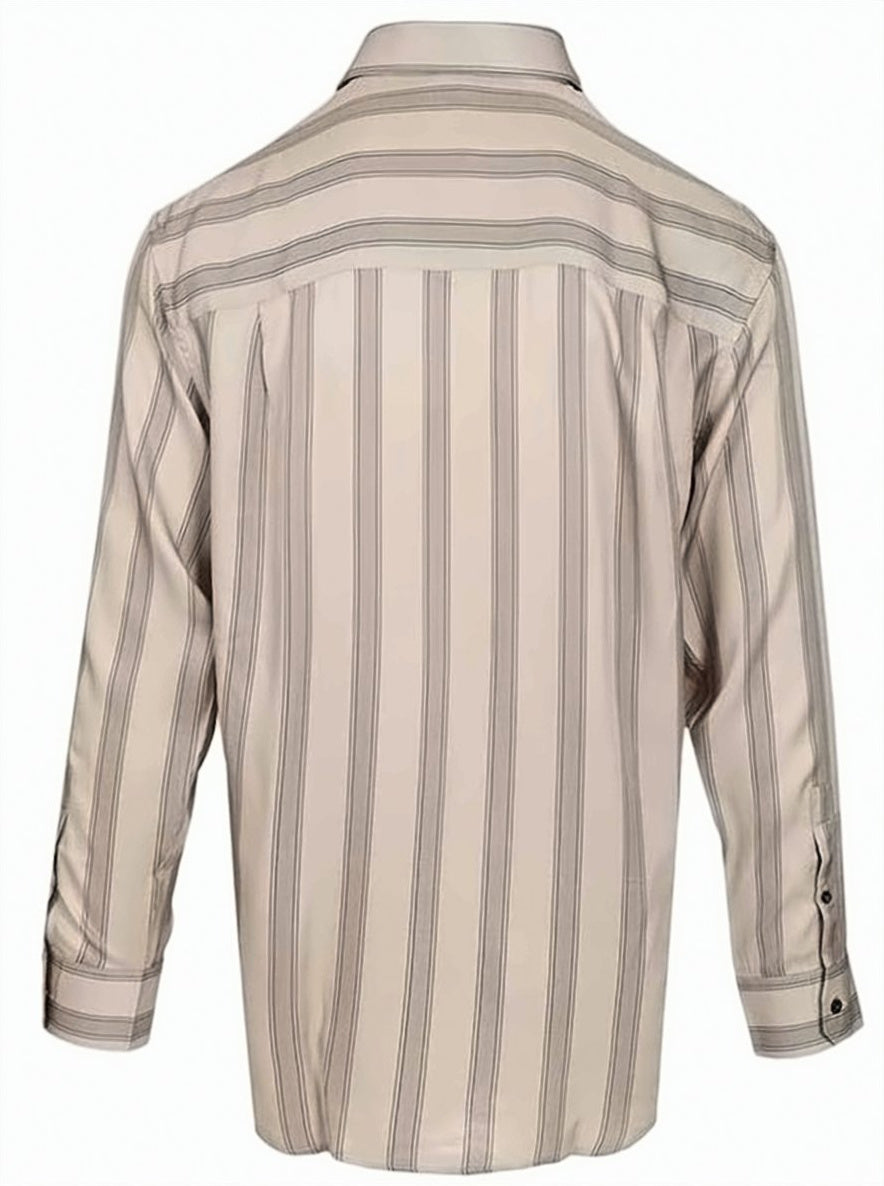 Striped Flowing Viscose Classic Collar Shirt