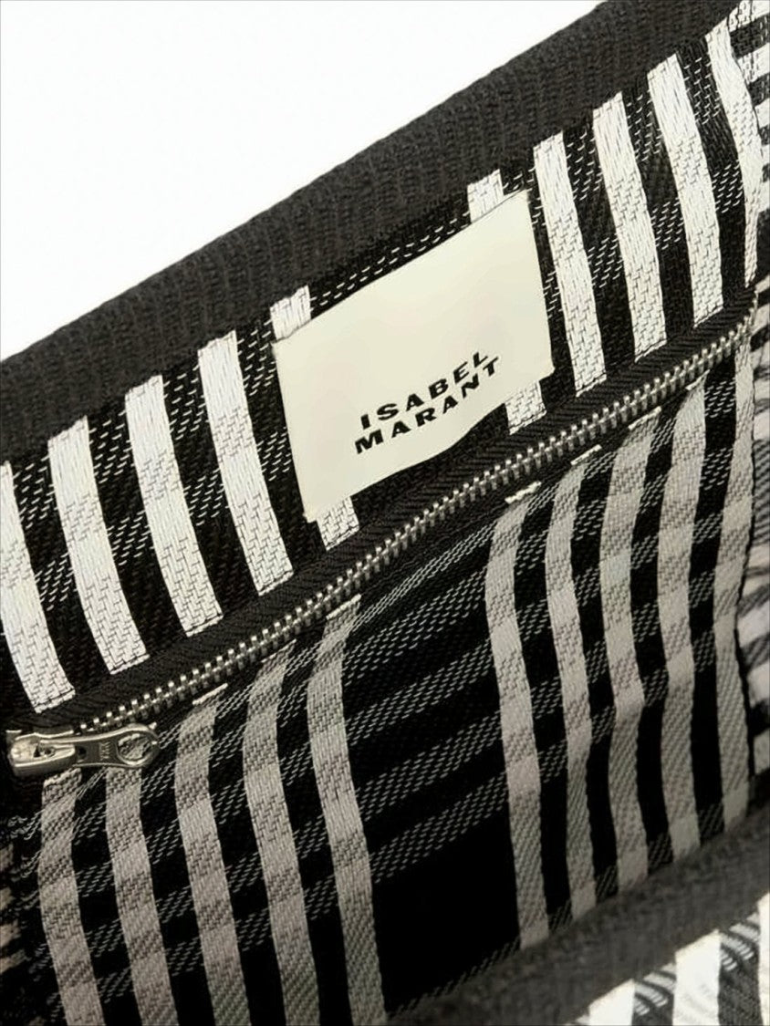 Checkered Nylon Tote Bag with Contrasting Logo Detail